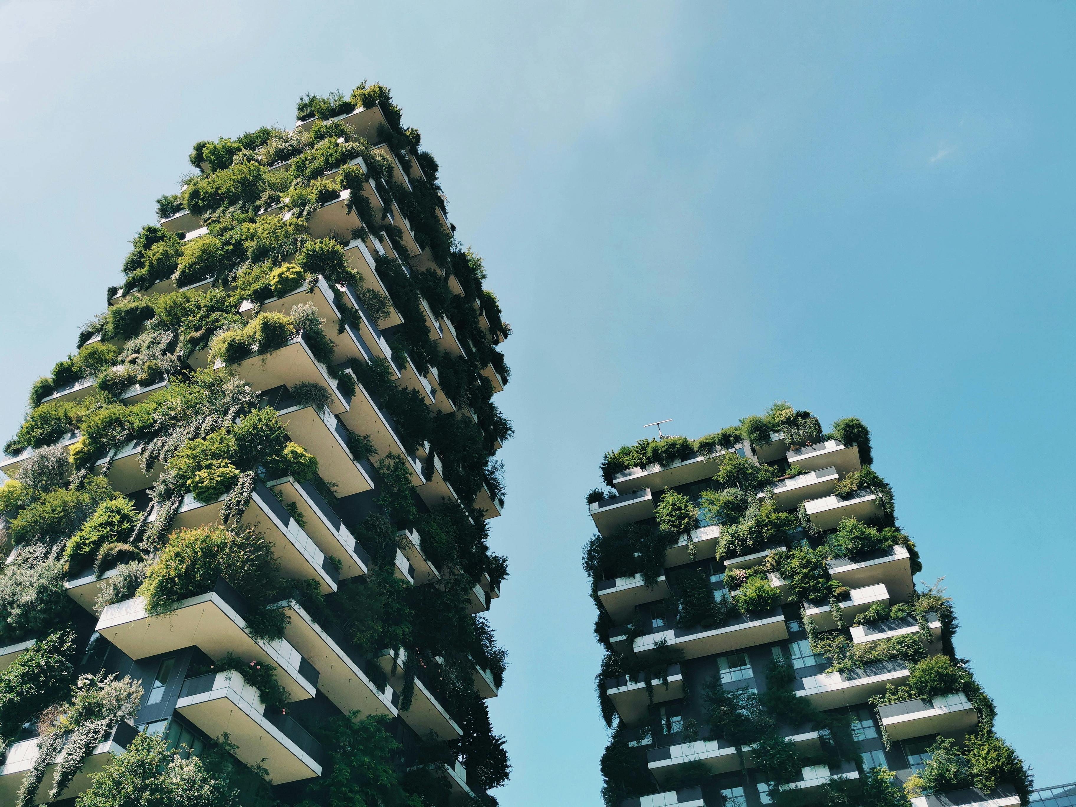 Vertical forest towers in Milan, Italy.