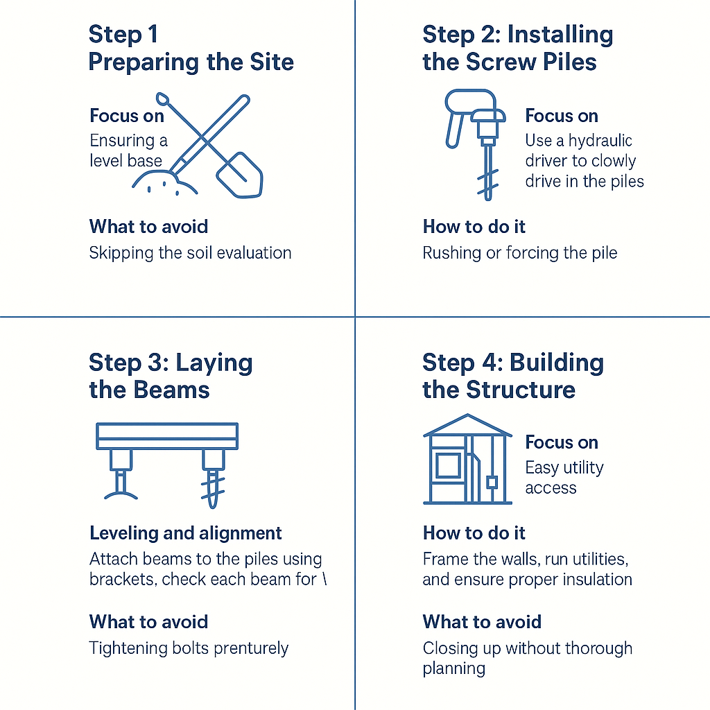 Step-by-step process of building a raised foundation.
