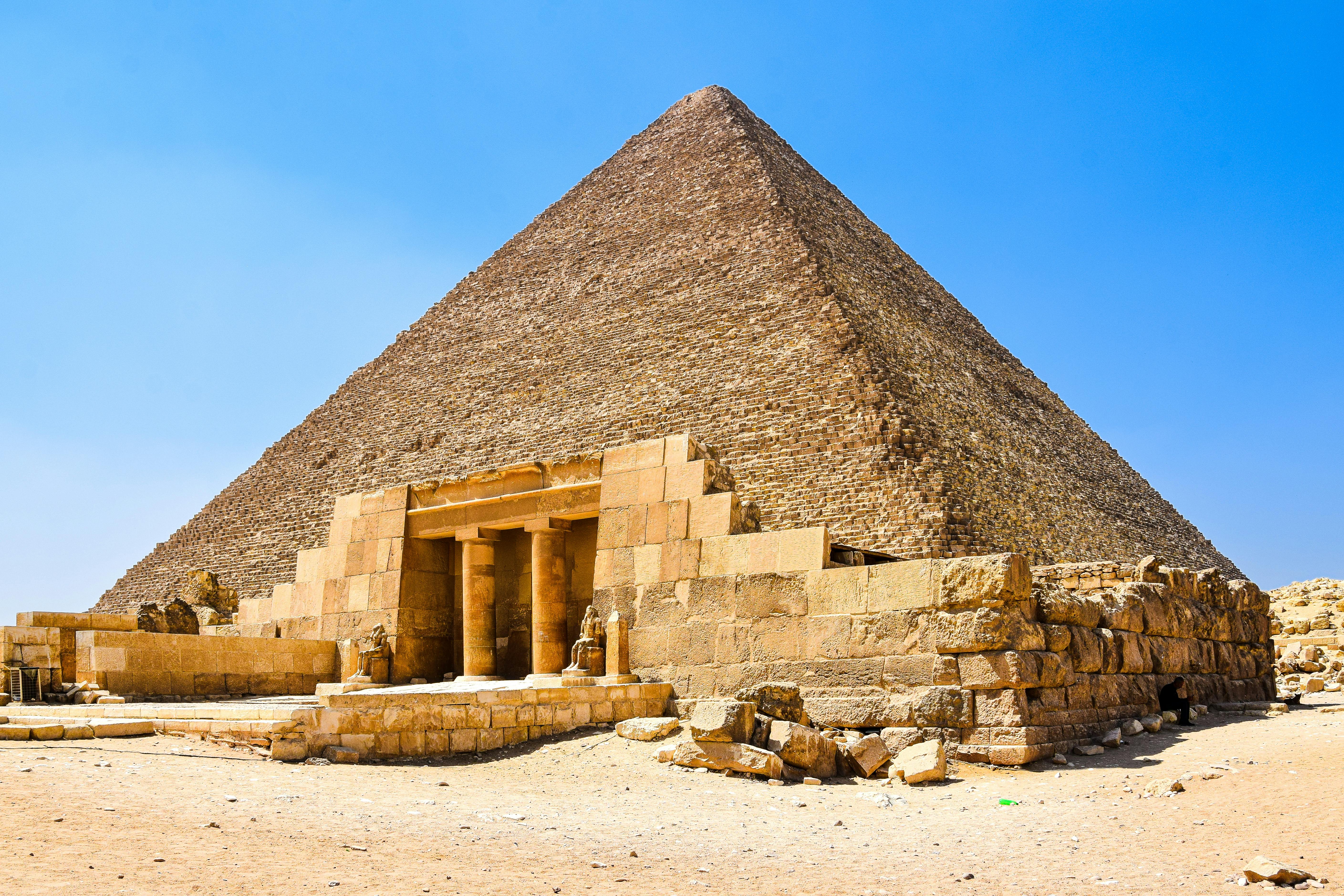 Great Pyramid under clear sky.