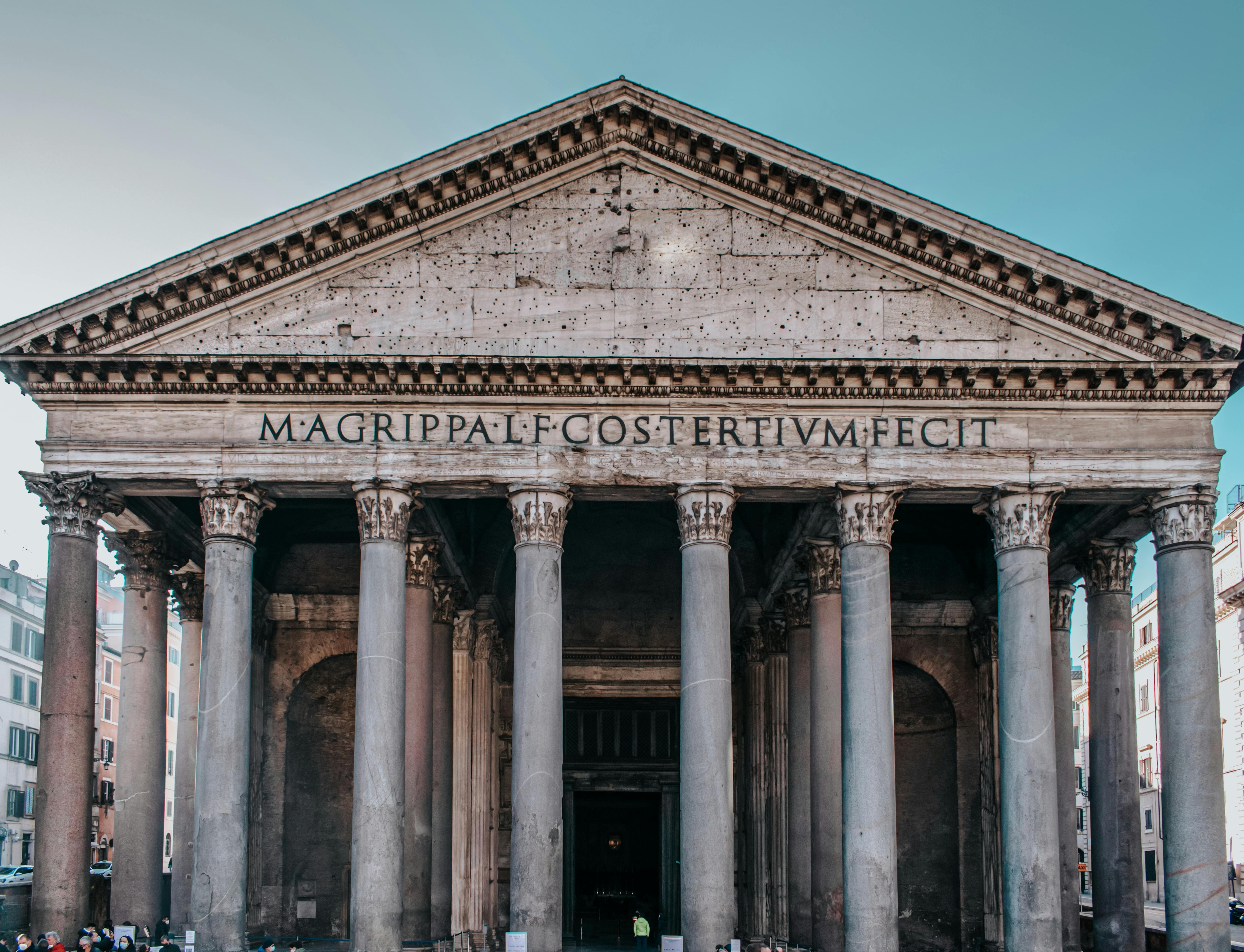 Front view of the Pantheon in Rome.