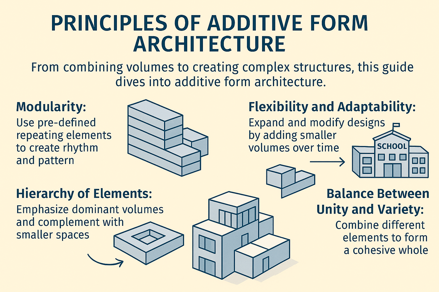 Labeled diagram showing architectural additive form principles.