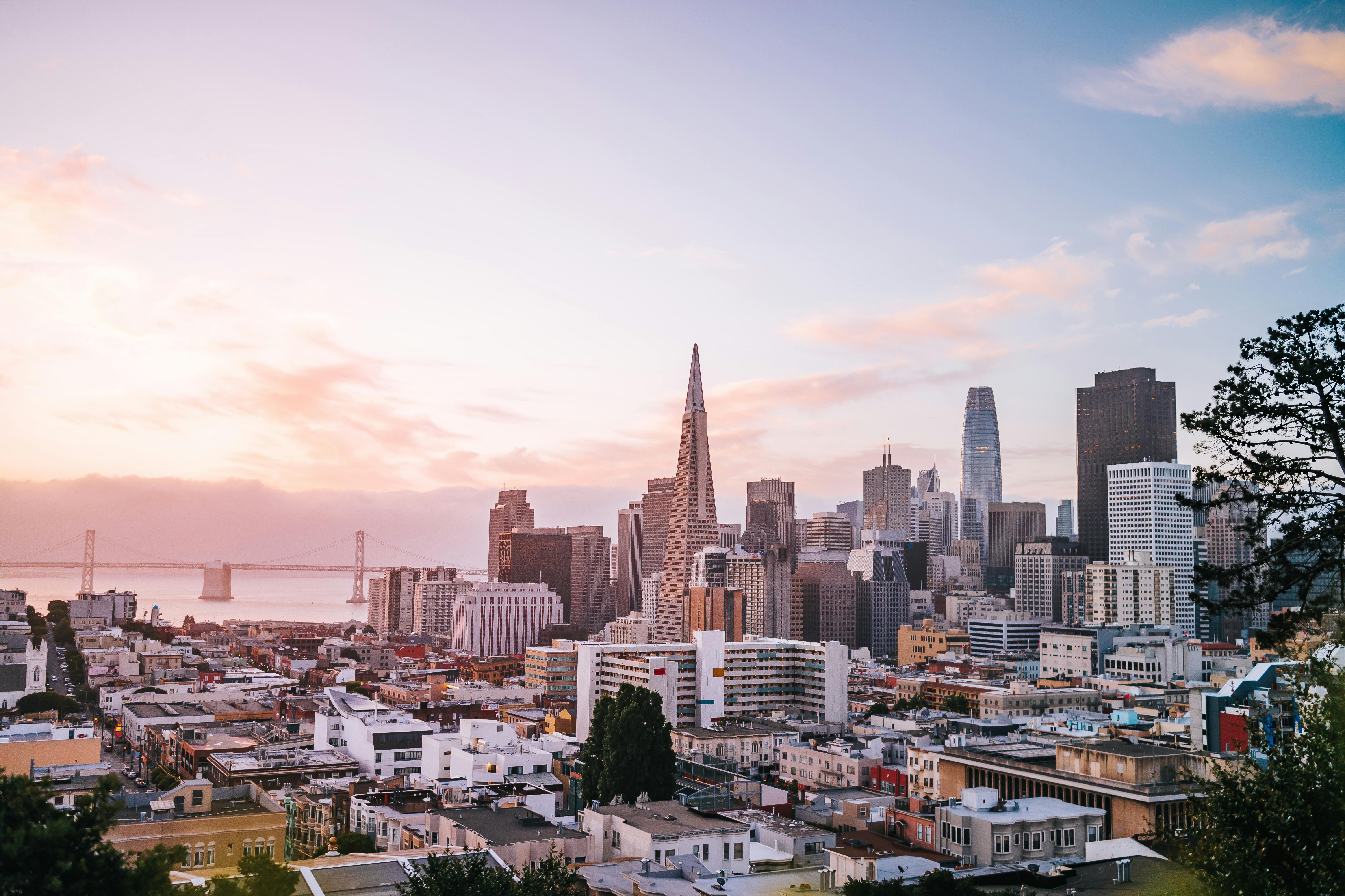San Francisco skyline at golden hour.