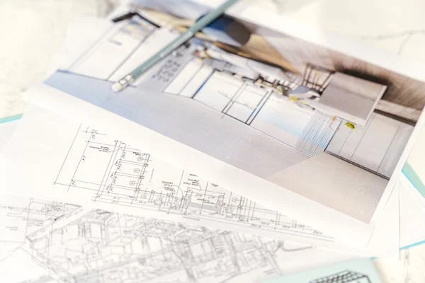 Architectural drawing styles showing bubble plans, floor plans, elevations, sections, and perspectives.