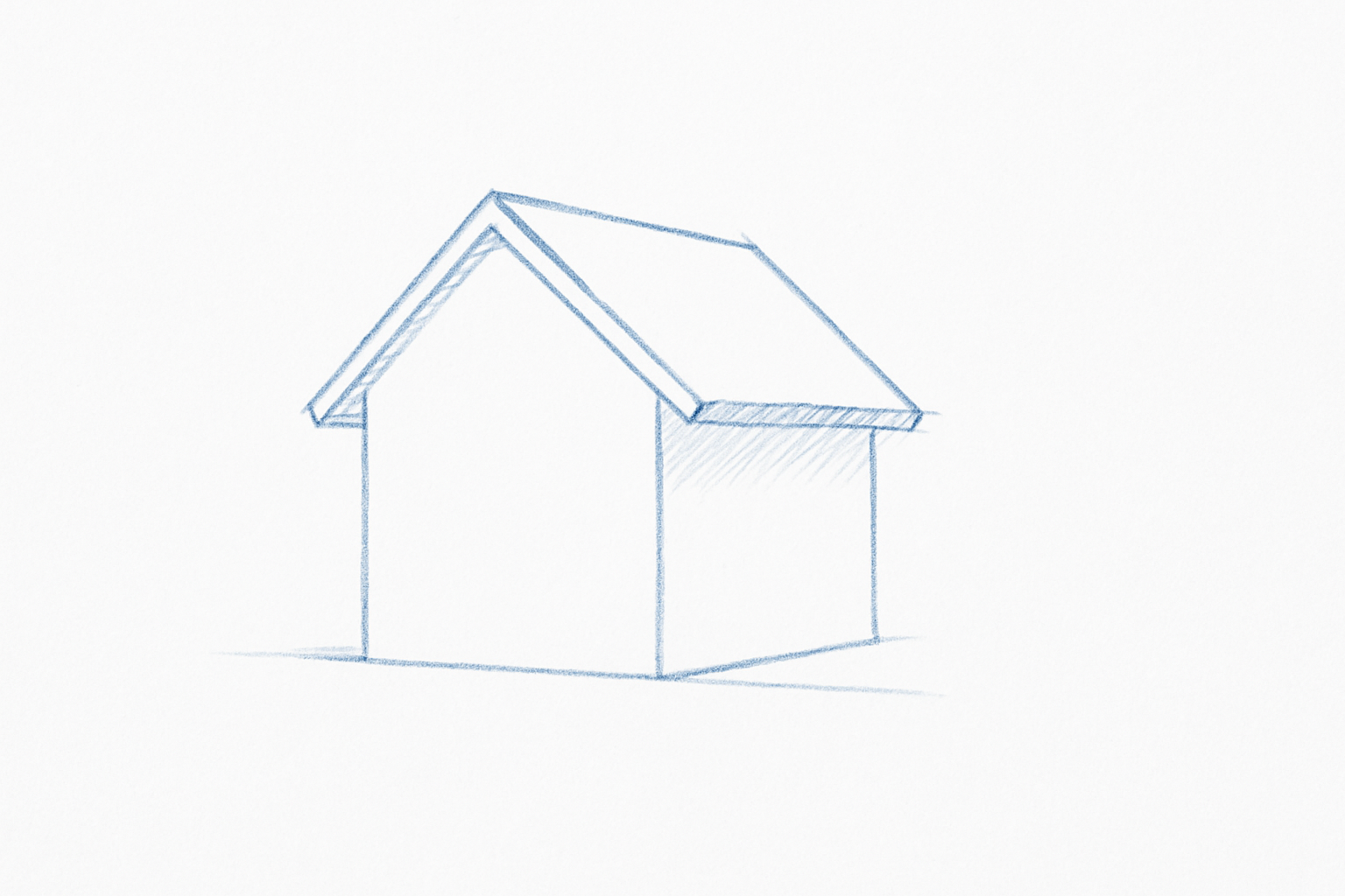 Add a simple roof shape—gable or hip—to turn the box into a house.