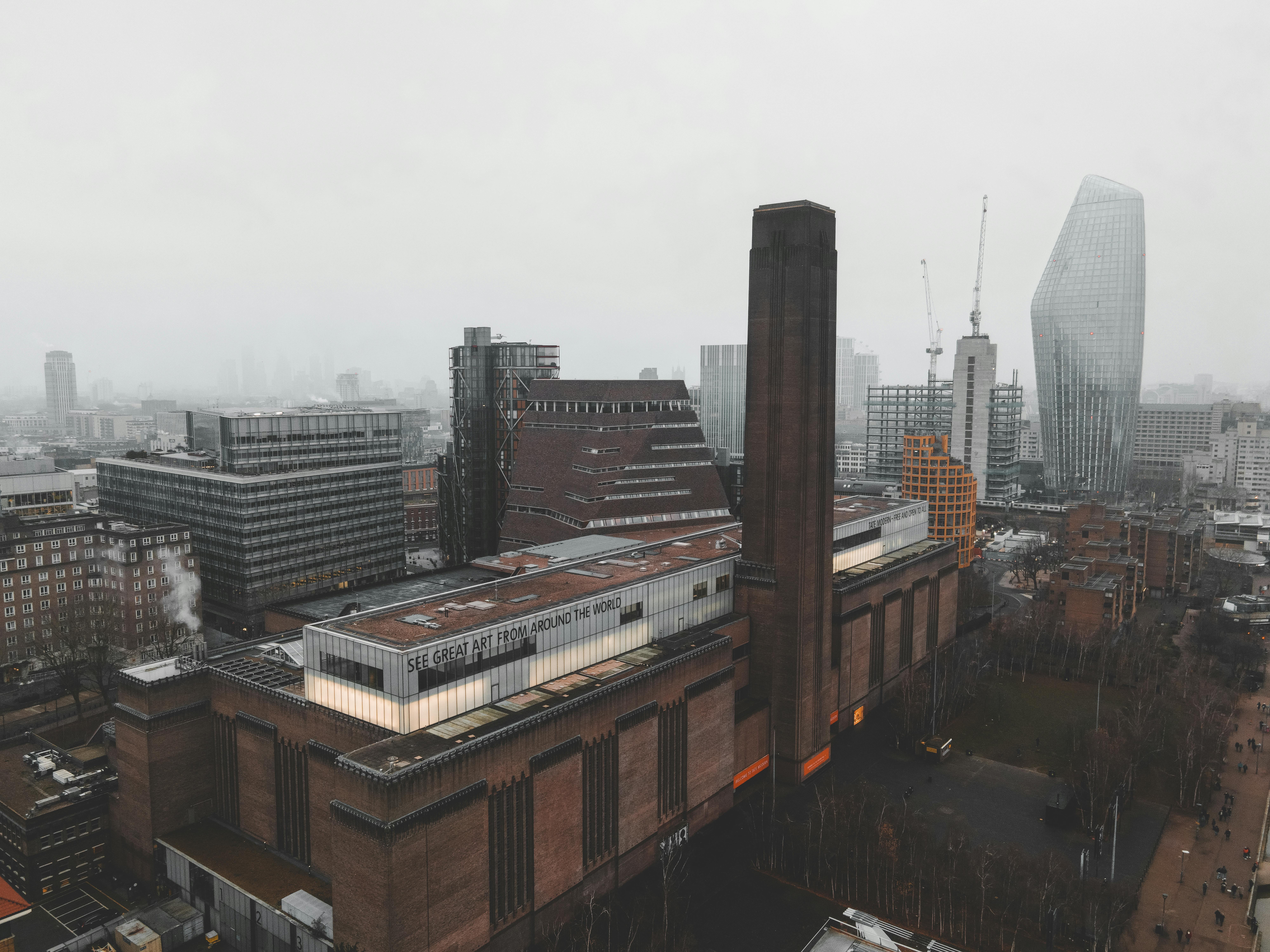 Aerial view of Tate Modern art gallery in London.