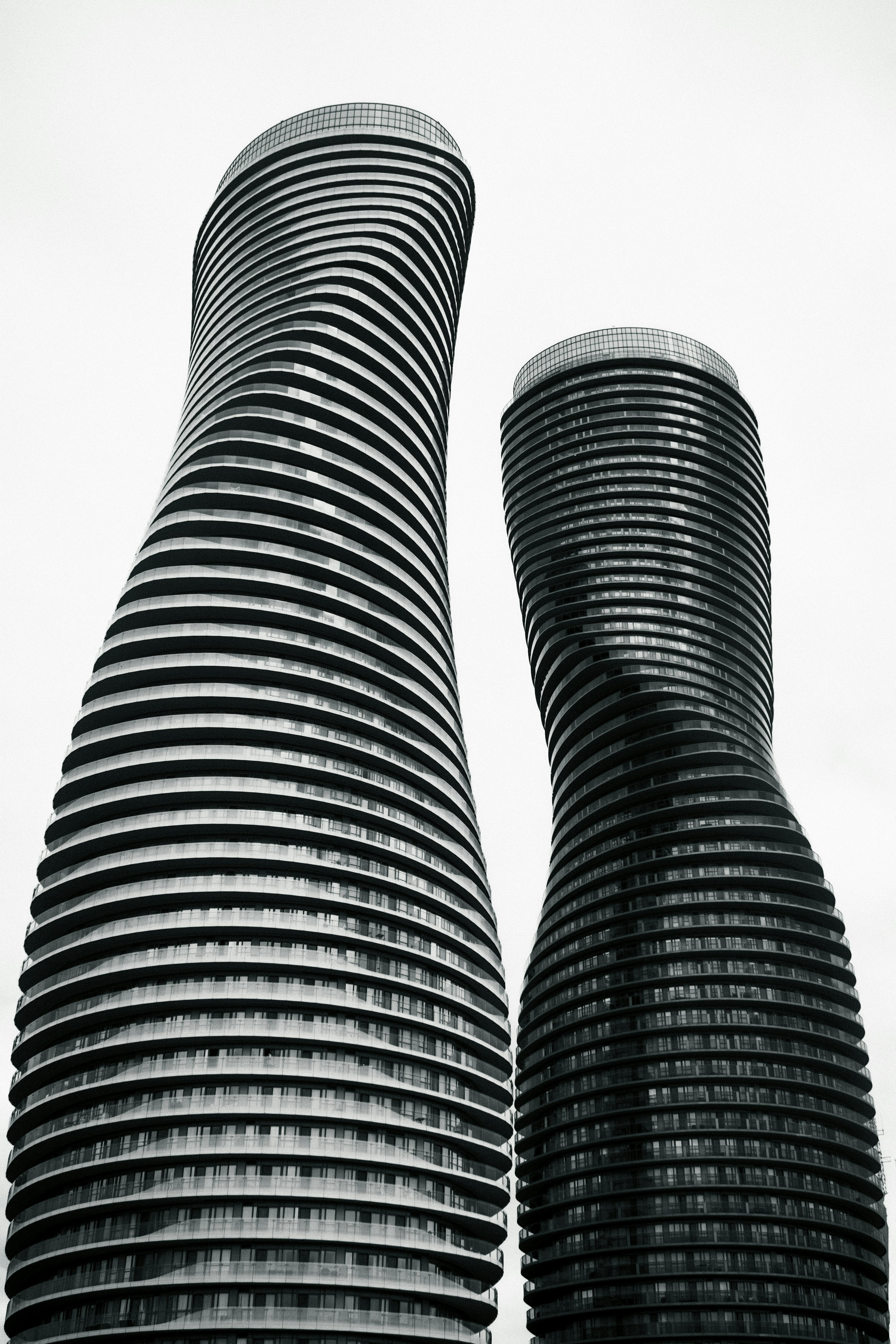 Twisting facade of Absolute World residential towers in Mississauga.
