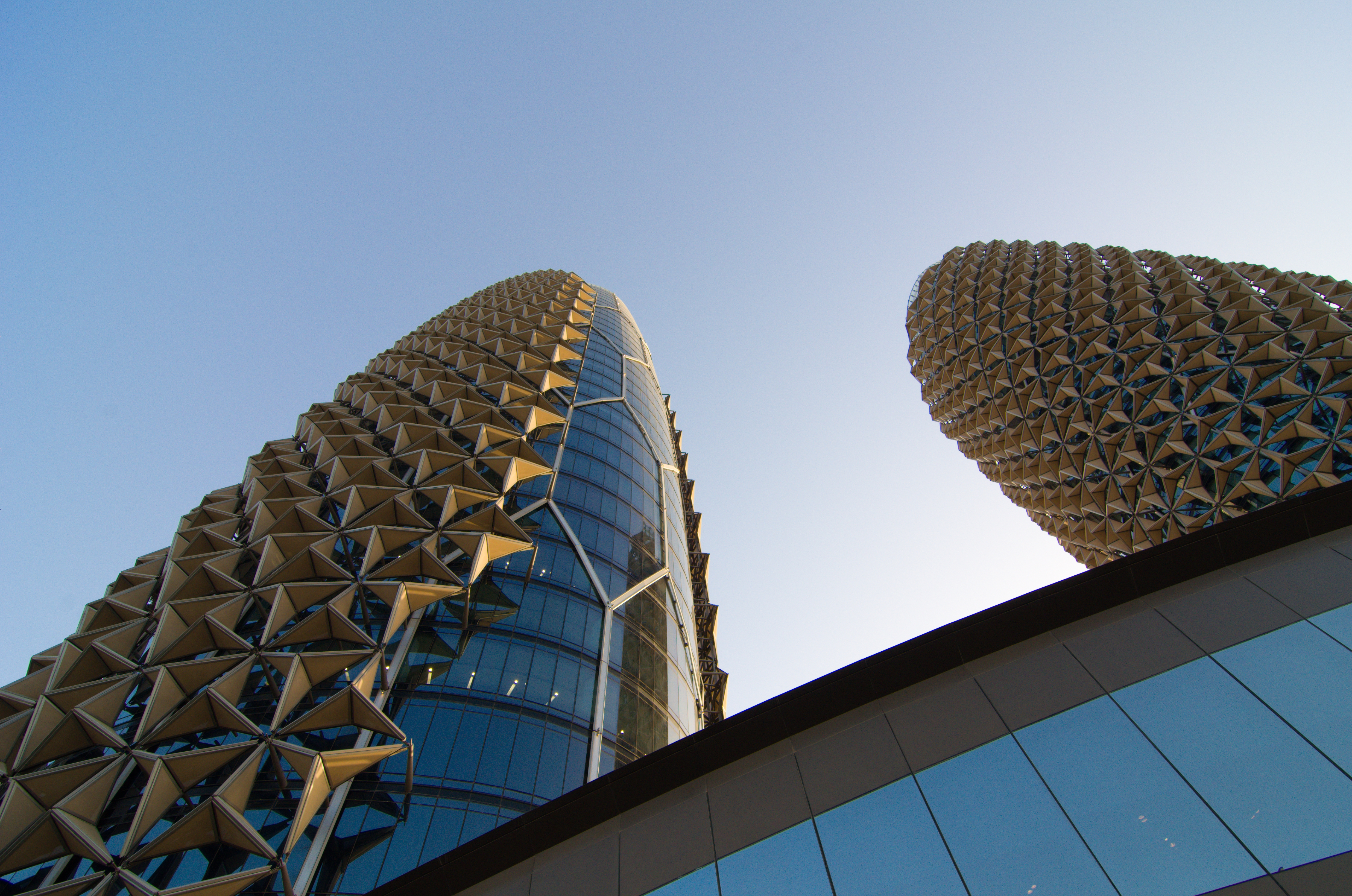 Al Bahar Towers in Abu Dhabi with responsive organic facade design.