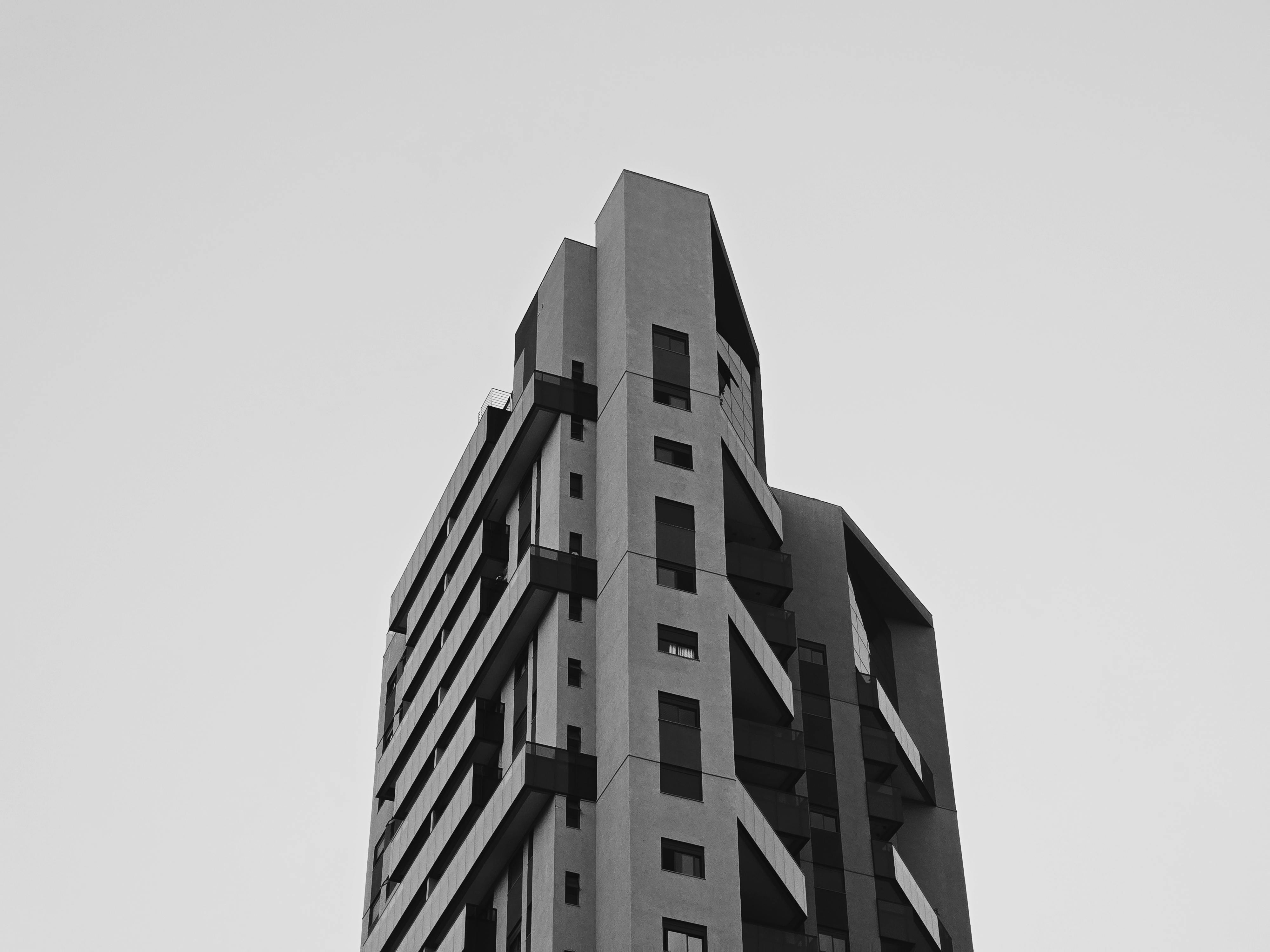 Brutalist building showcasing raw concrete forms and bold geometric design.