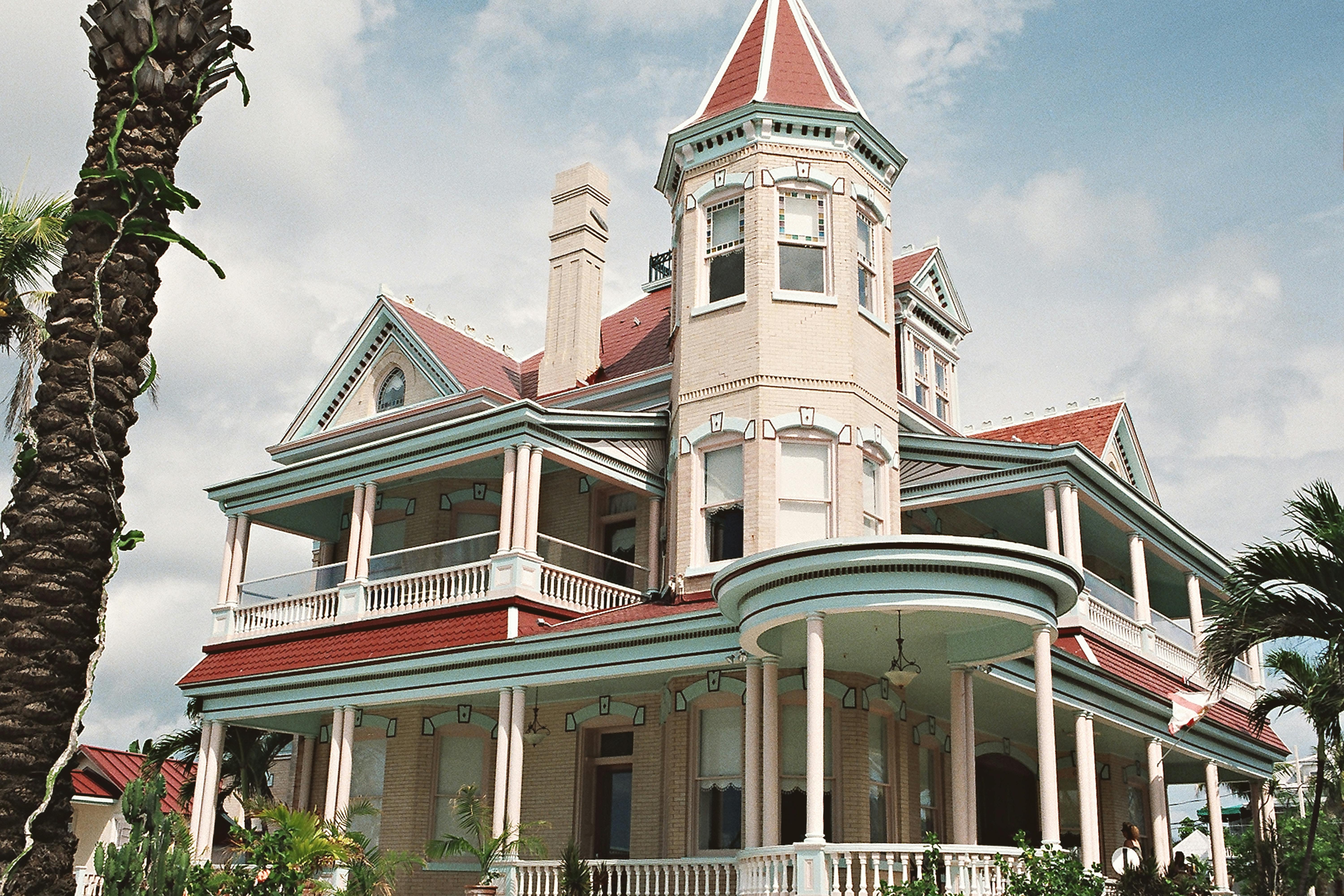 Elegant Colonial-style house exterior in Key West, Florida.