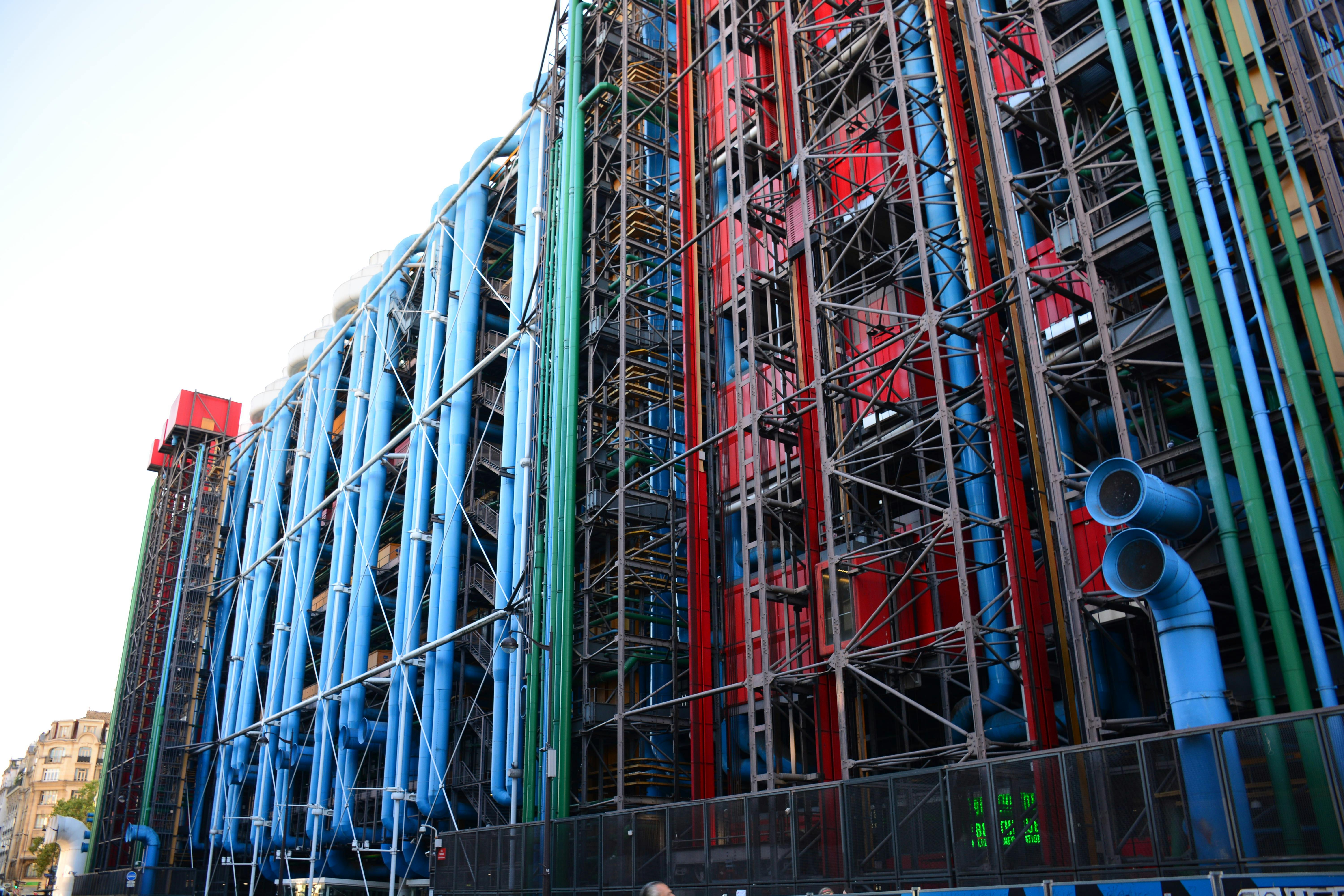 Exterior view of the Pompidou Center in Paris.