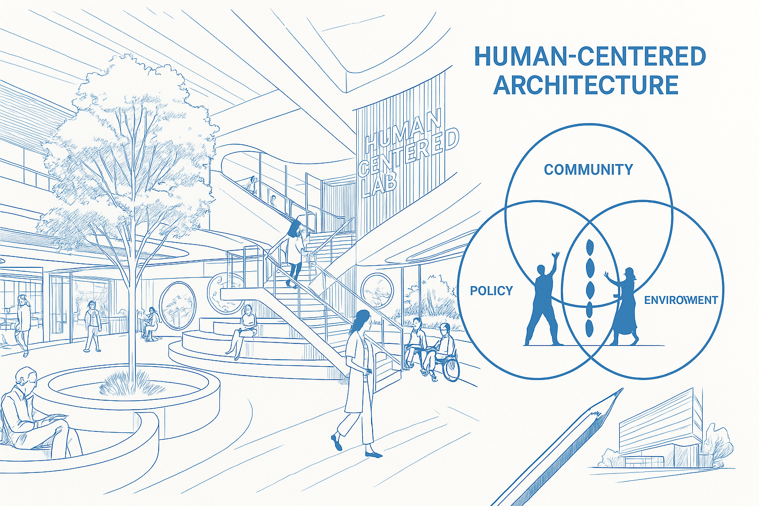 Infographic illustrating human-centered architecture.