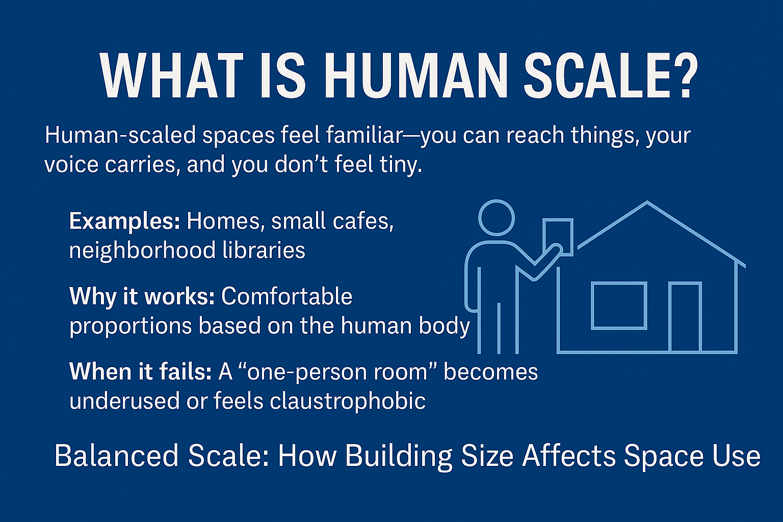 Diagram showing how building size relates to human proportions.