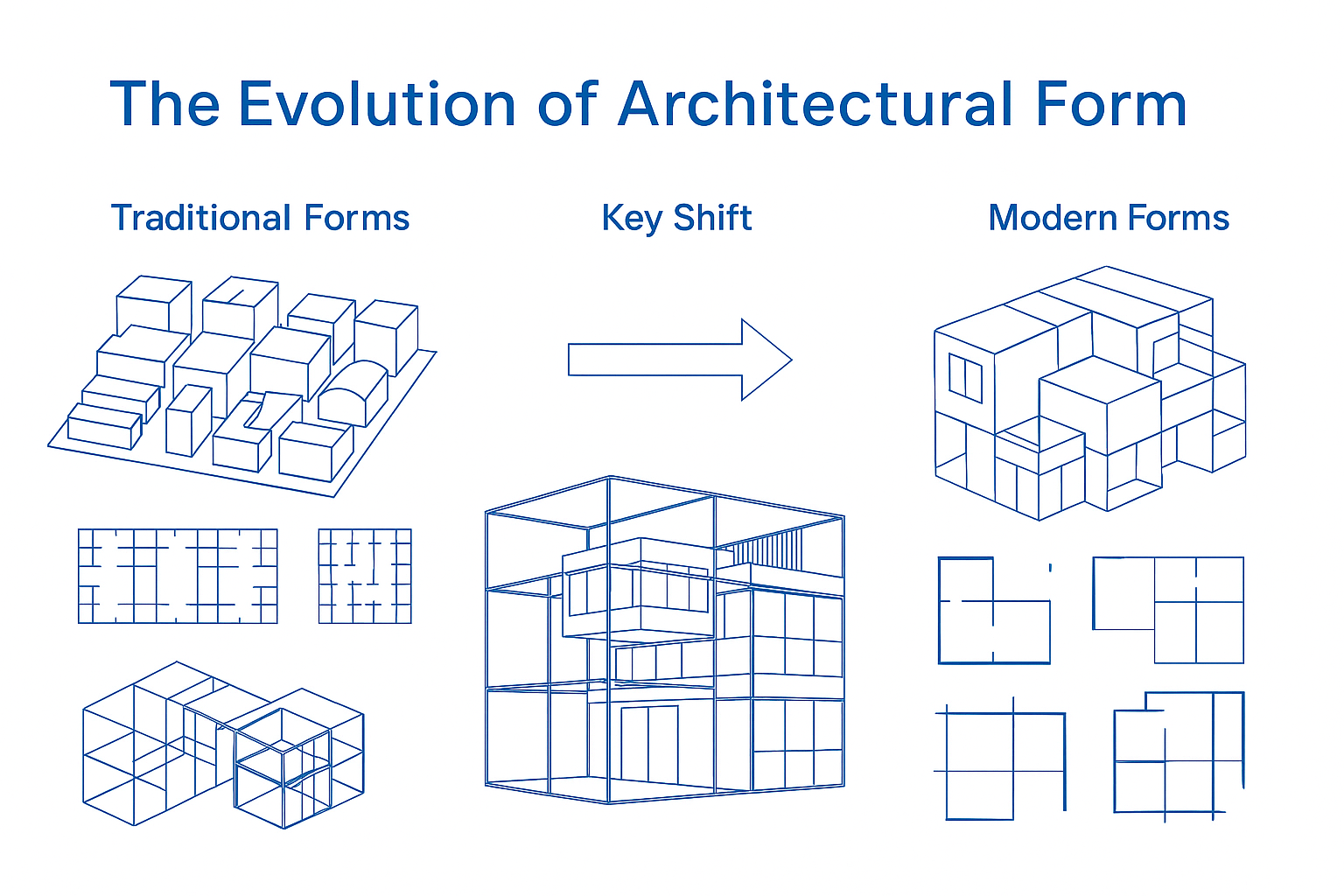 Diagram of modular forms from solid to grid.