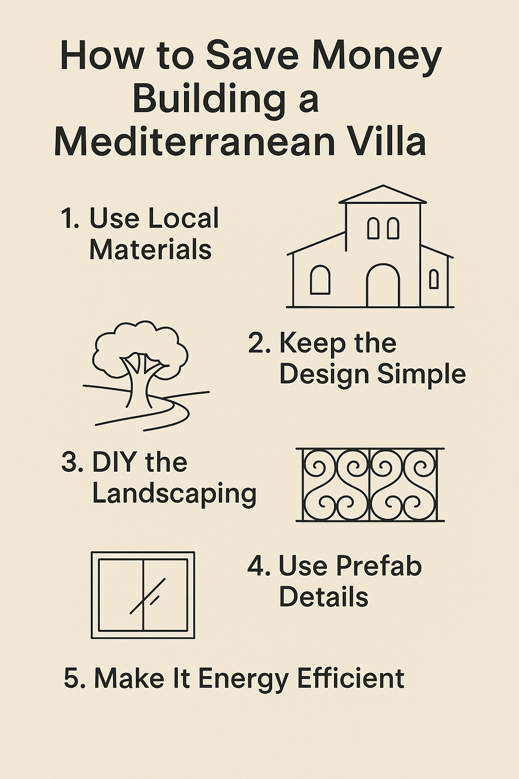  Cost-saving tips for building a Mediterranean-style villa.