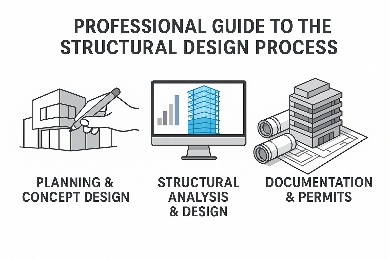 Workflow of structural design from concept to engineering approval.
