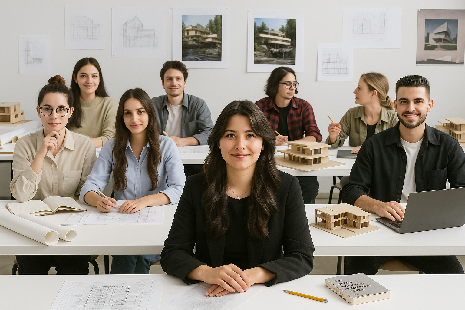 Illustrated guide showing different types of architecture students by behavior and focus.