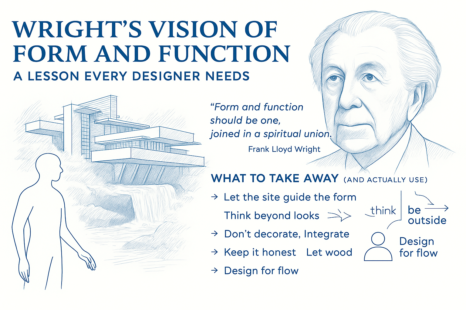 Frank Lloyd Wright building showing form and function unity.