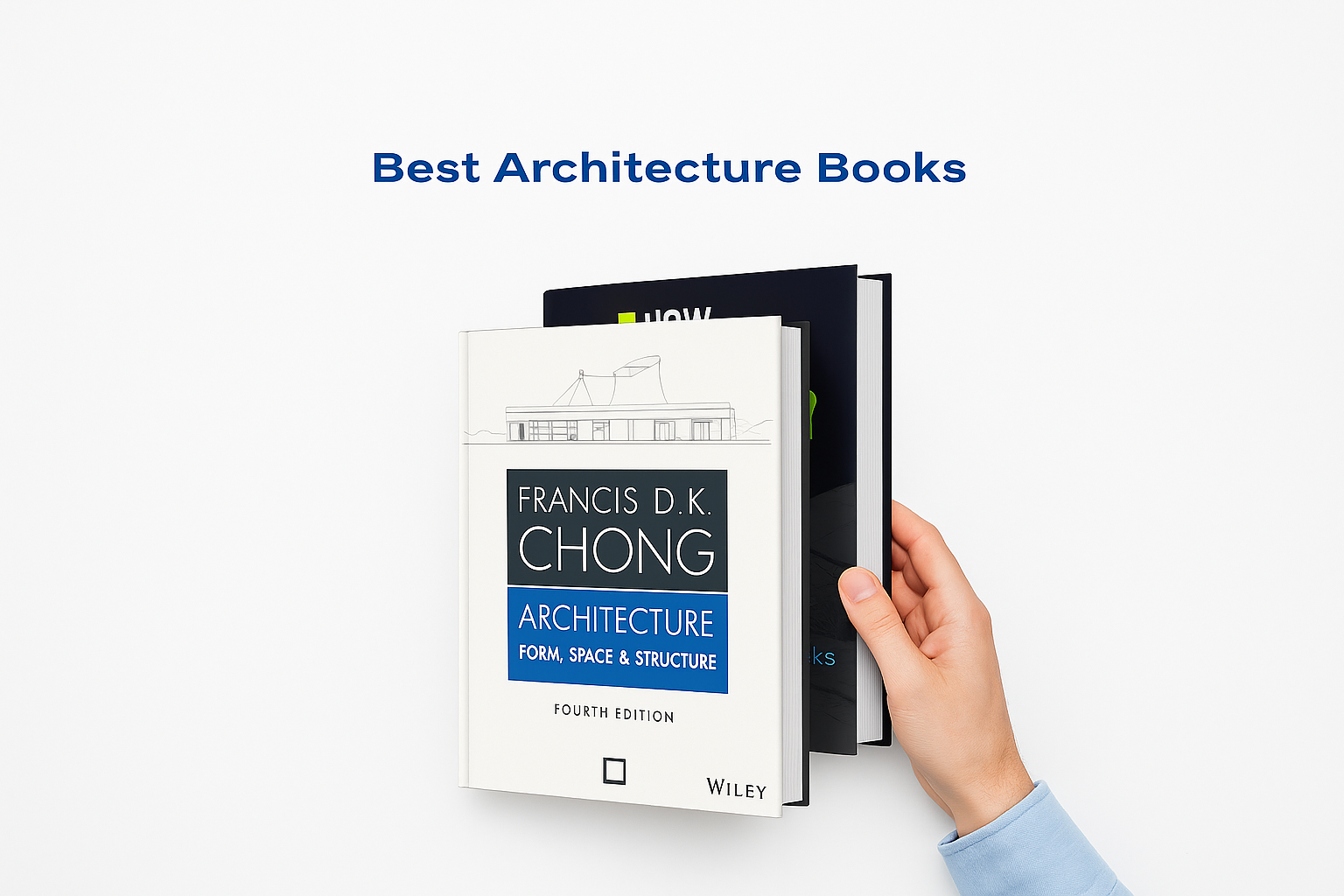Three architecture books on white background with modern covers