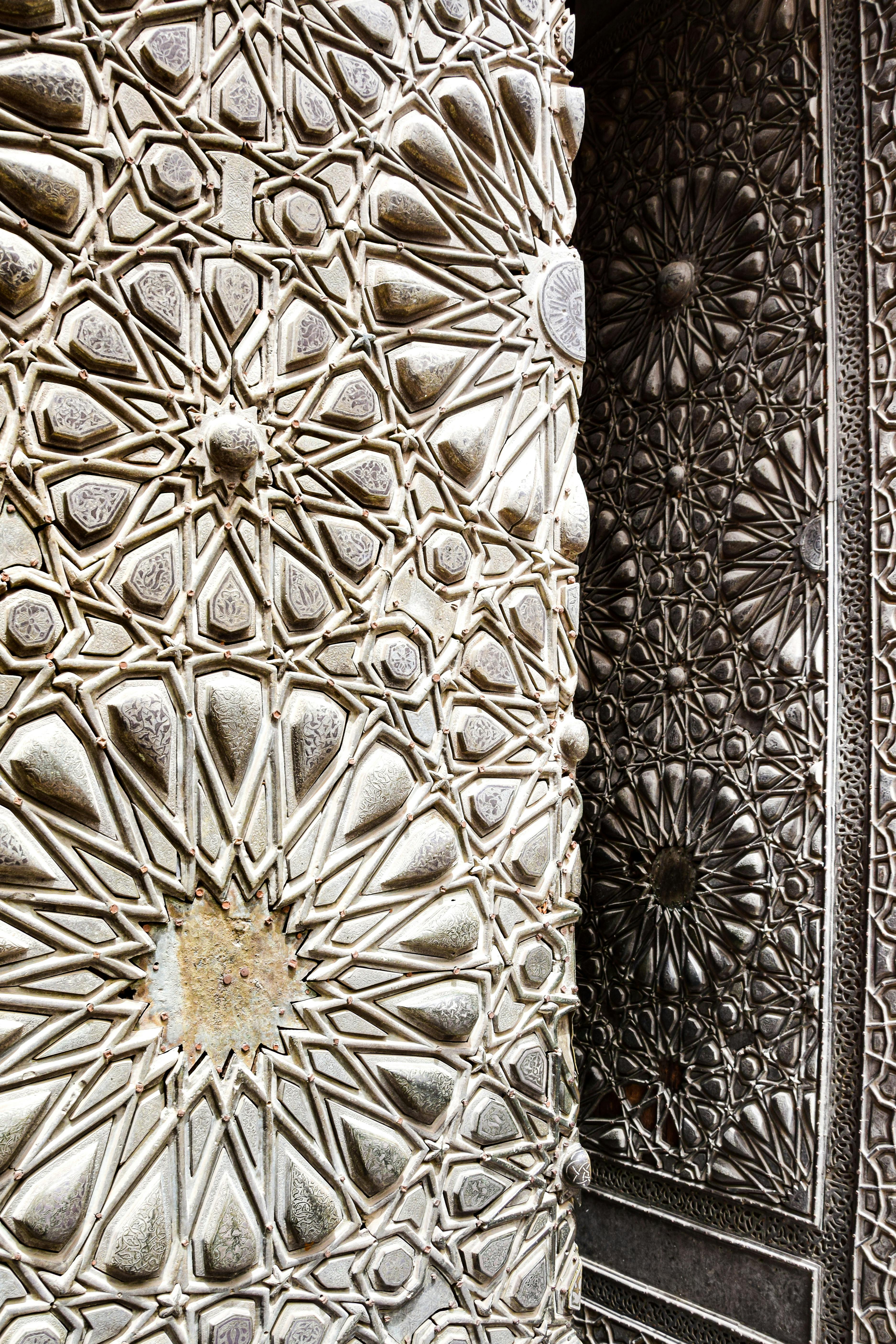 Mosaic detail on Barquq Mosque door in Cairo.