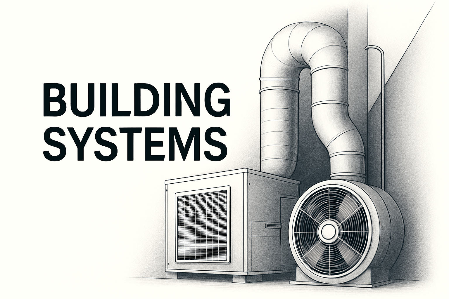 Illustrated guide to key building systems including HVAC, plumbing, and electrical.