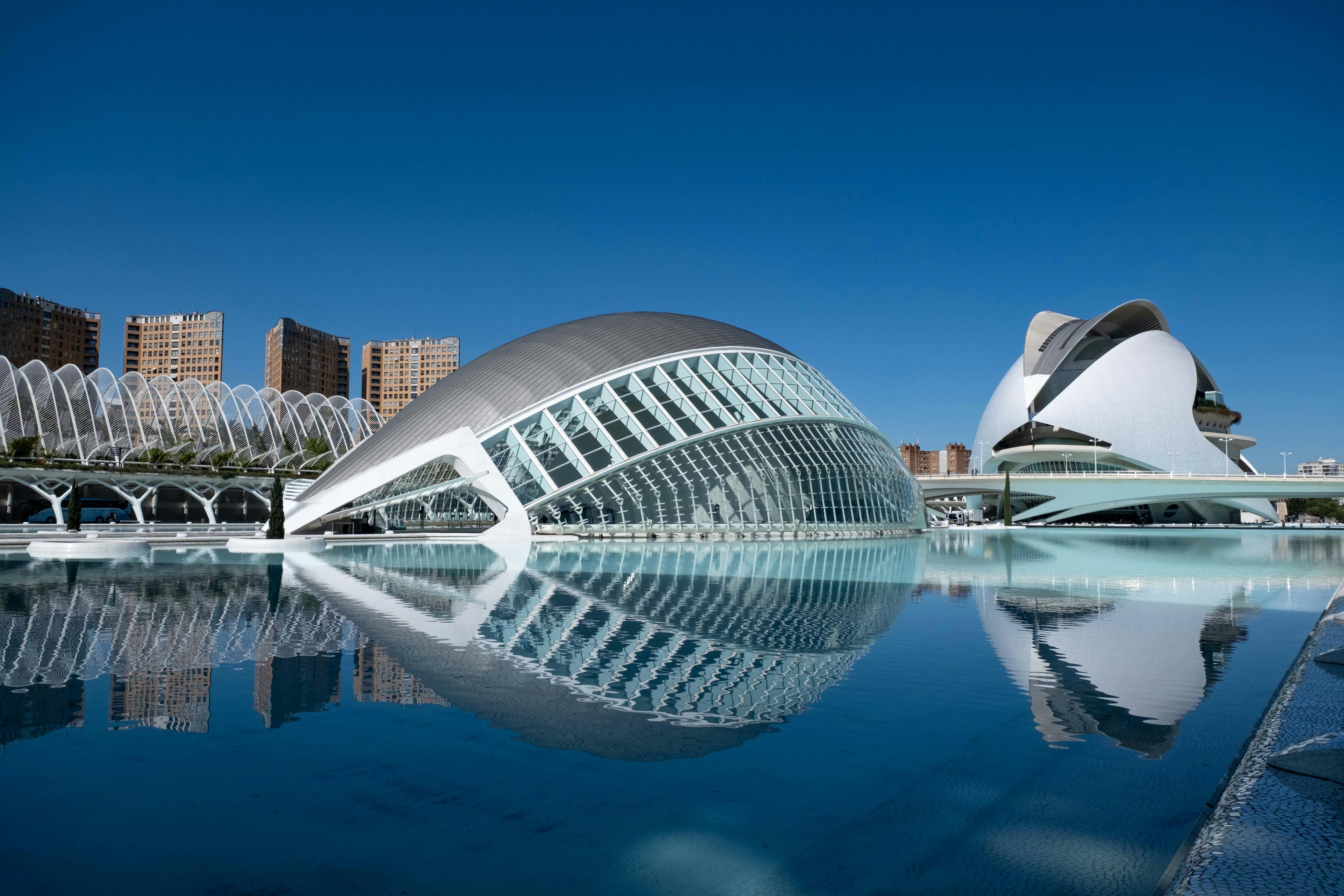 City of Arts and Sciences complex with futuristic architecture in Valencia.