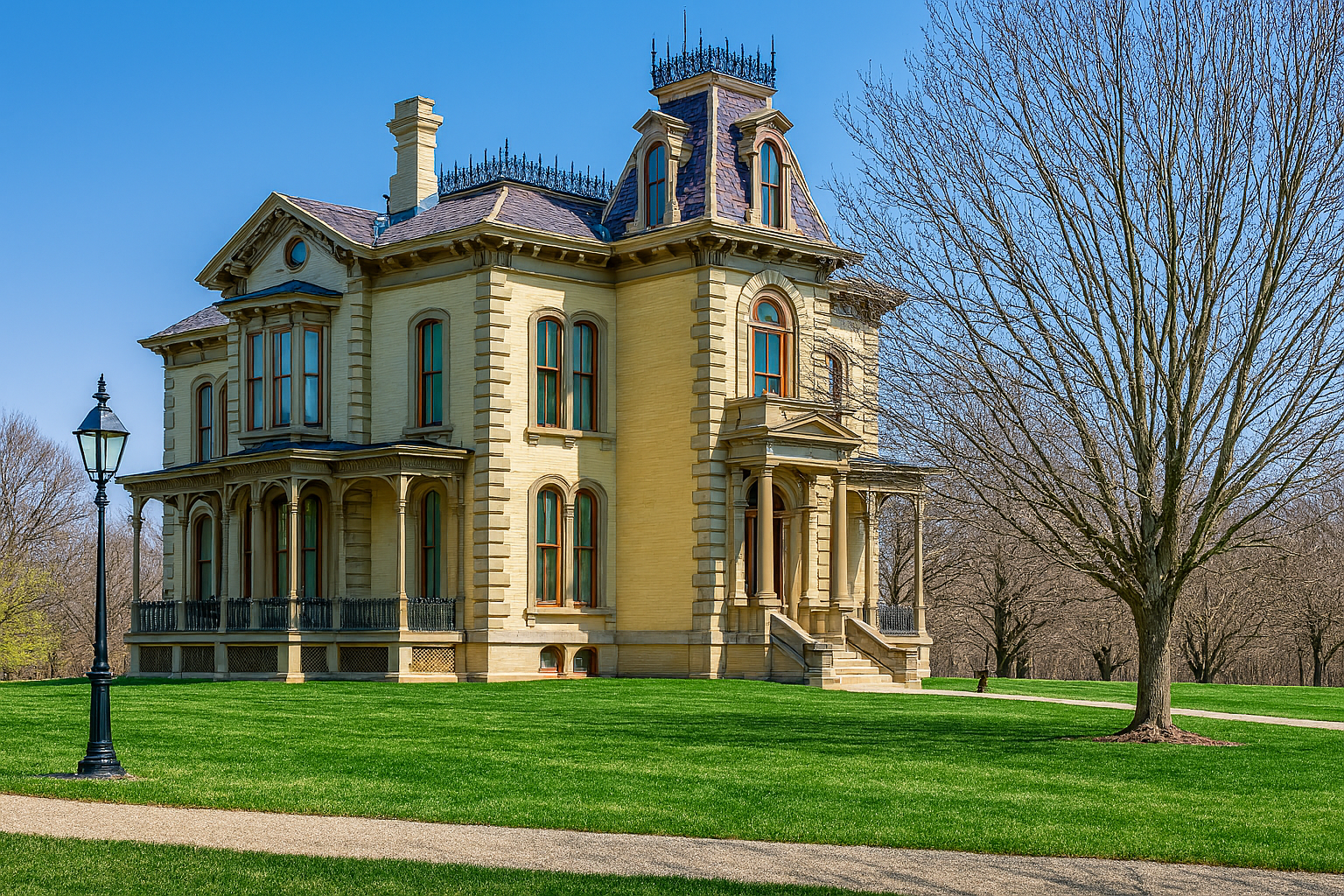 The historic David Davis Mansion (Clover Lawn) in Bloomington, Illinois.