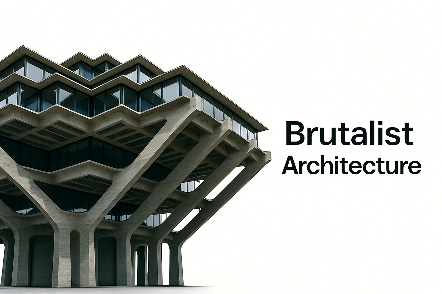 Geisel Library with exposed concrete and sharp Brutalist geometry.