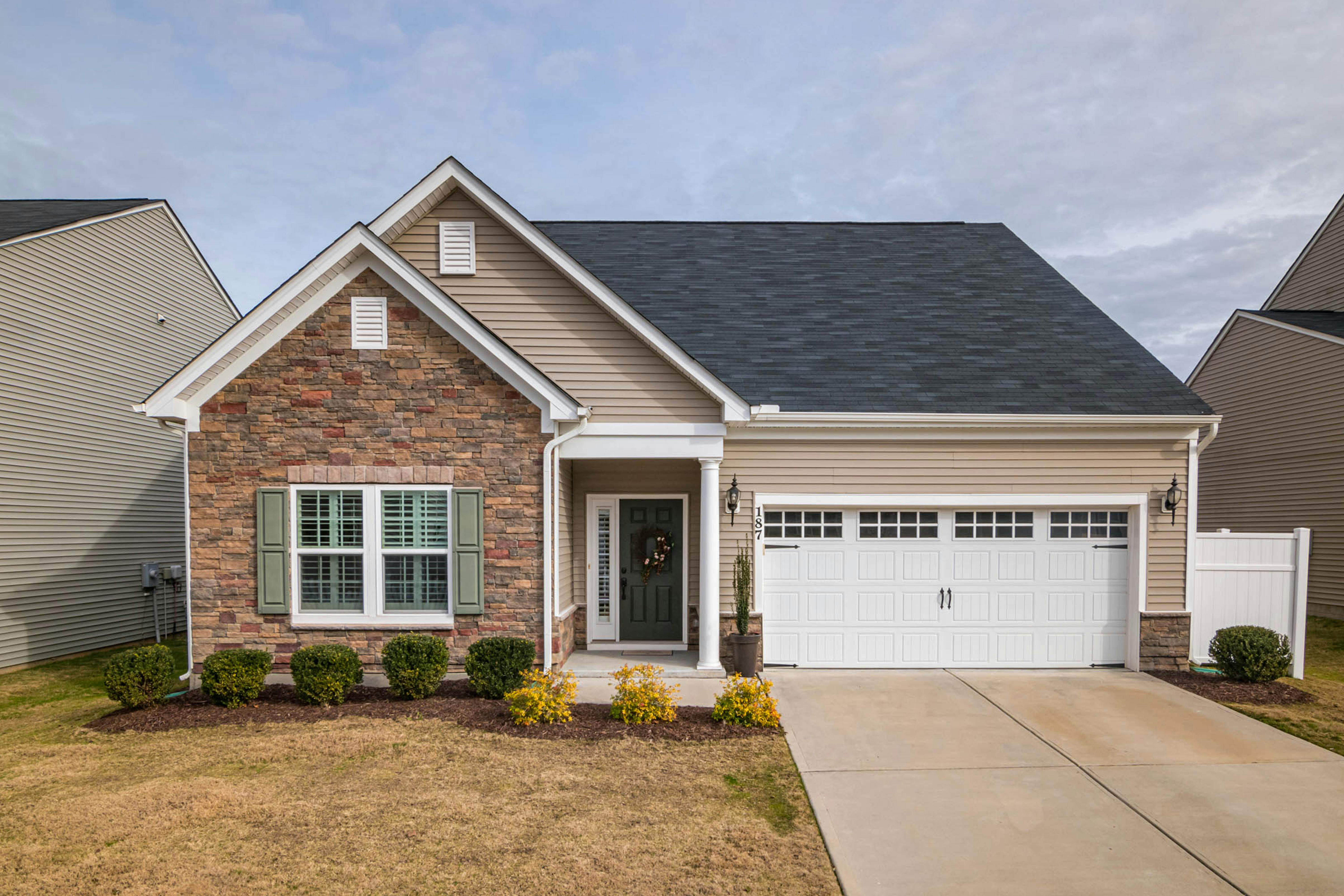 Single-floor home with simple design and large front window.