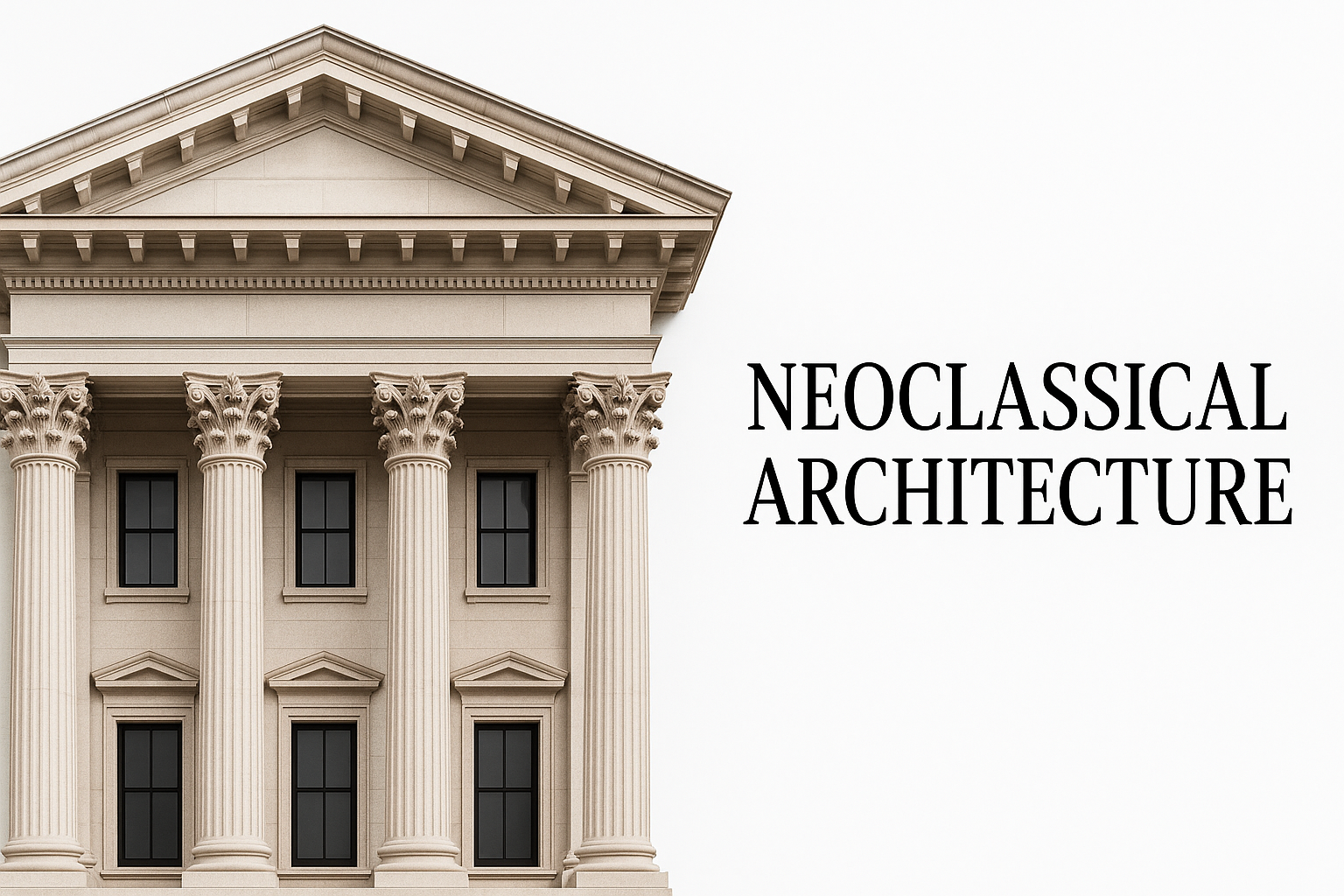 Neoclassical building with tall columns, pediment, and symmetrical facade