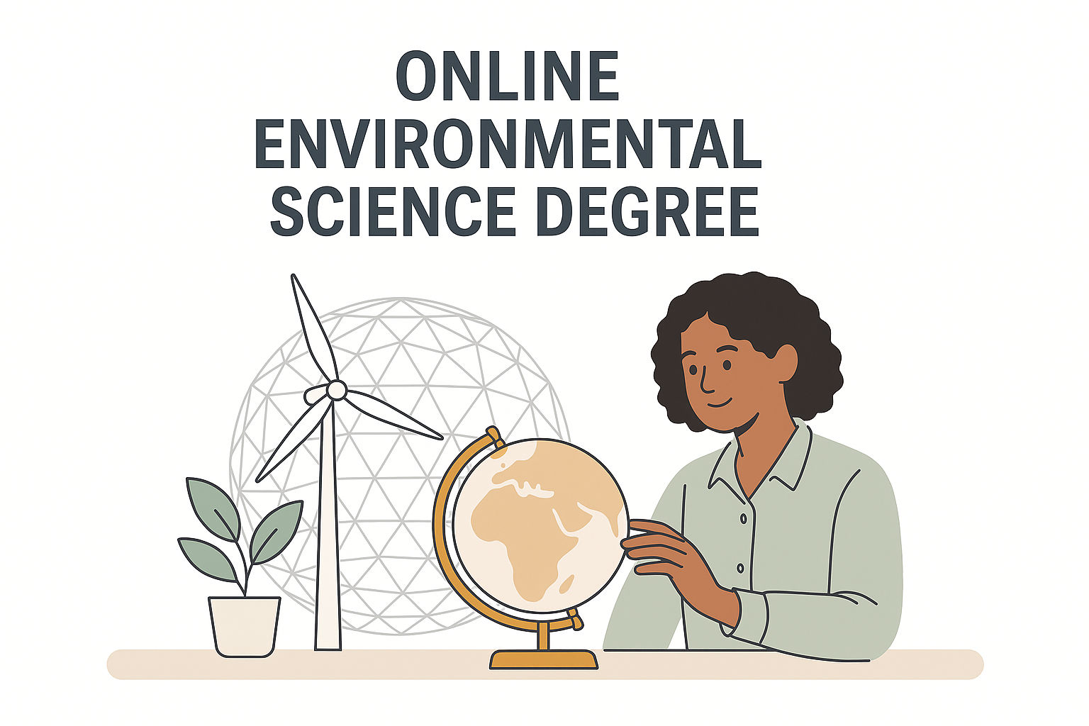 Online environmental science bachelor’s degree title with academic and nature icons.
