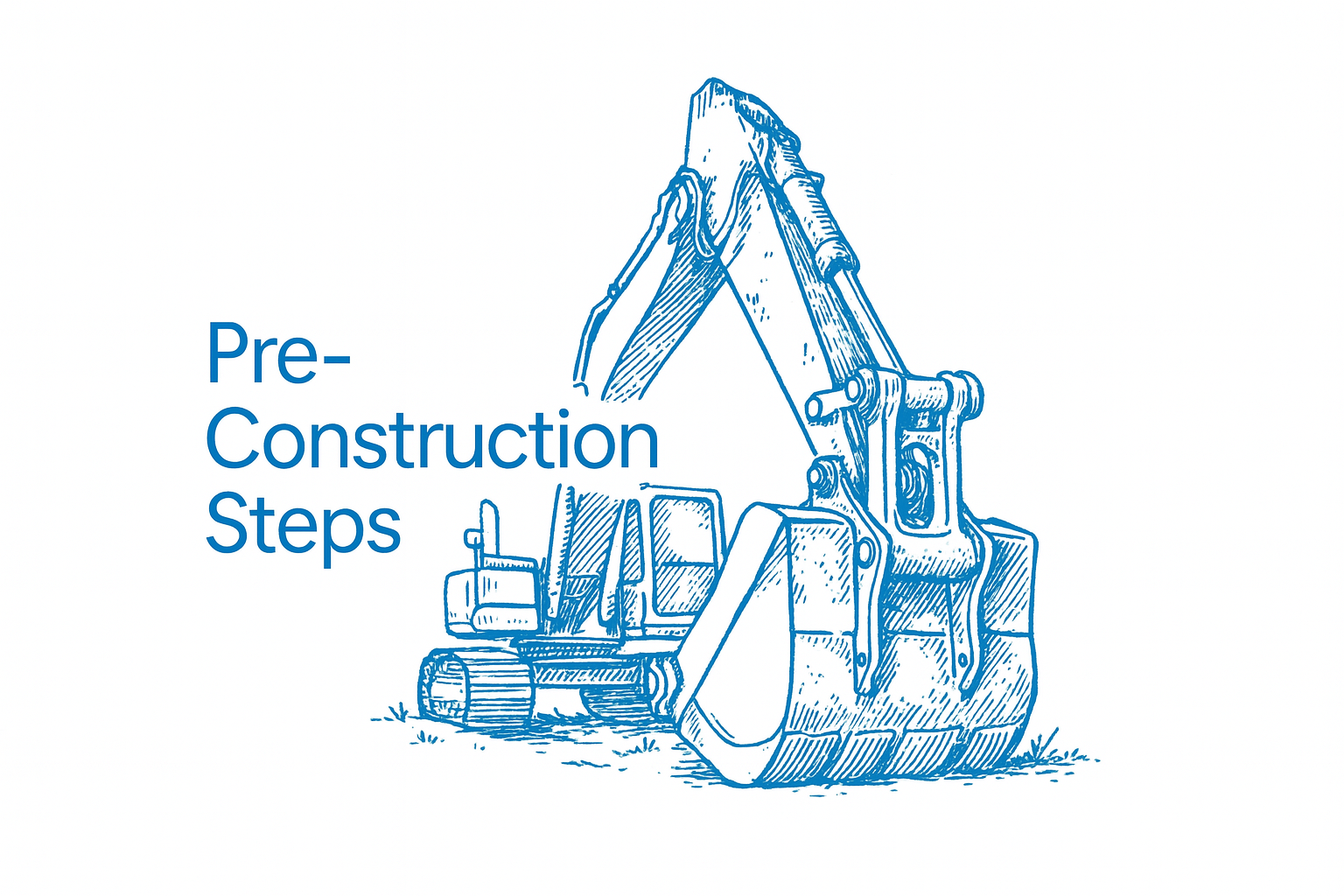 Sketch of an excavator digging a construction site