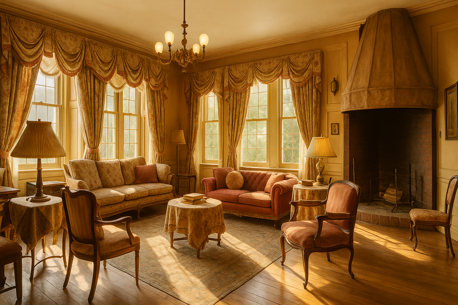 Original Queen Anne living room with historic details.