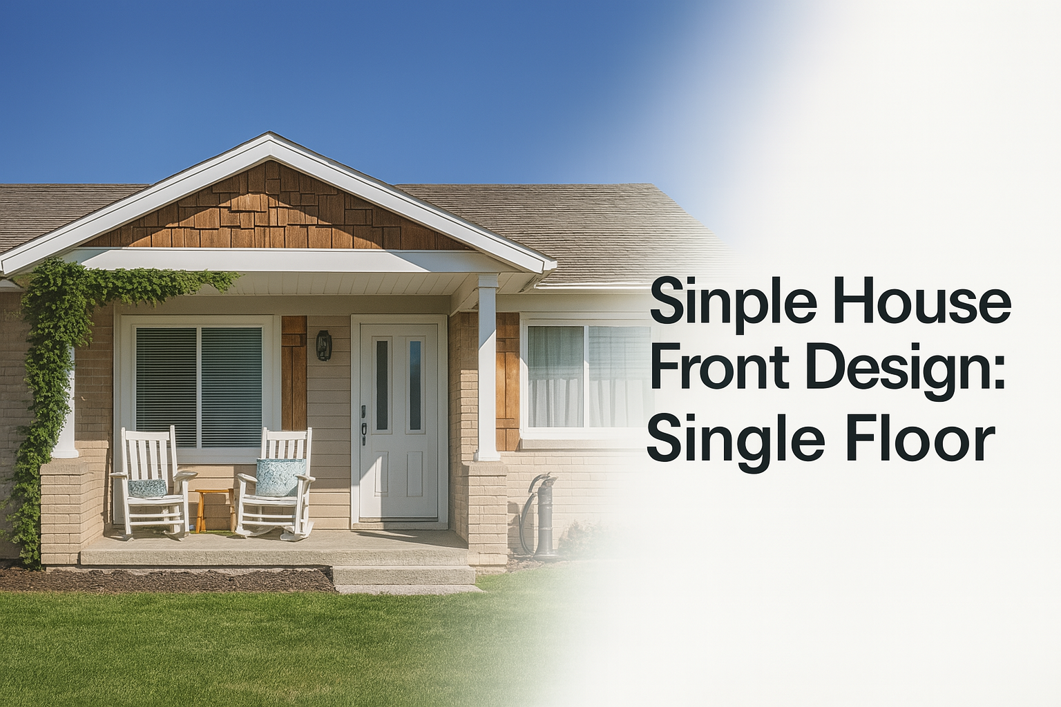 Single-floor house with front garden, patio seating, and clean landscaping.