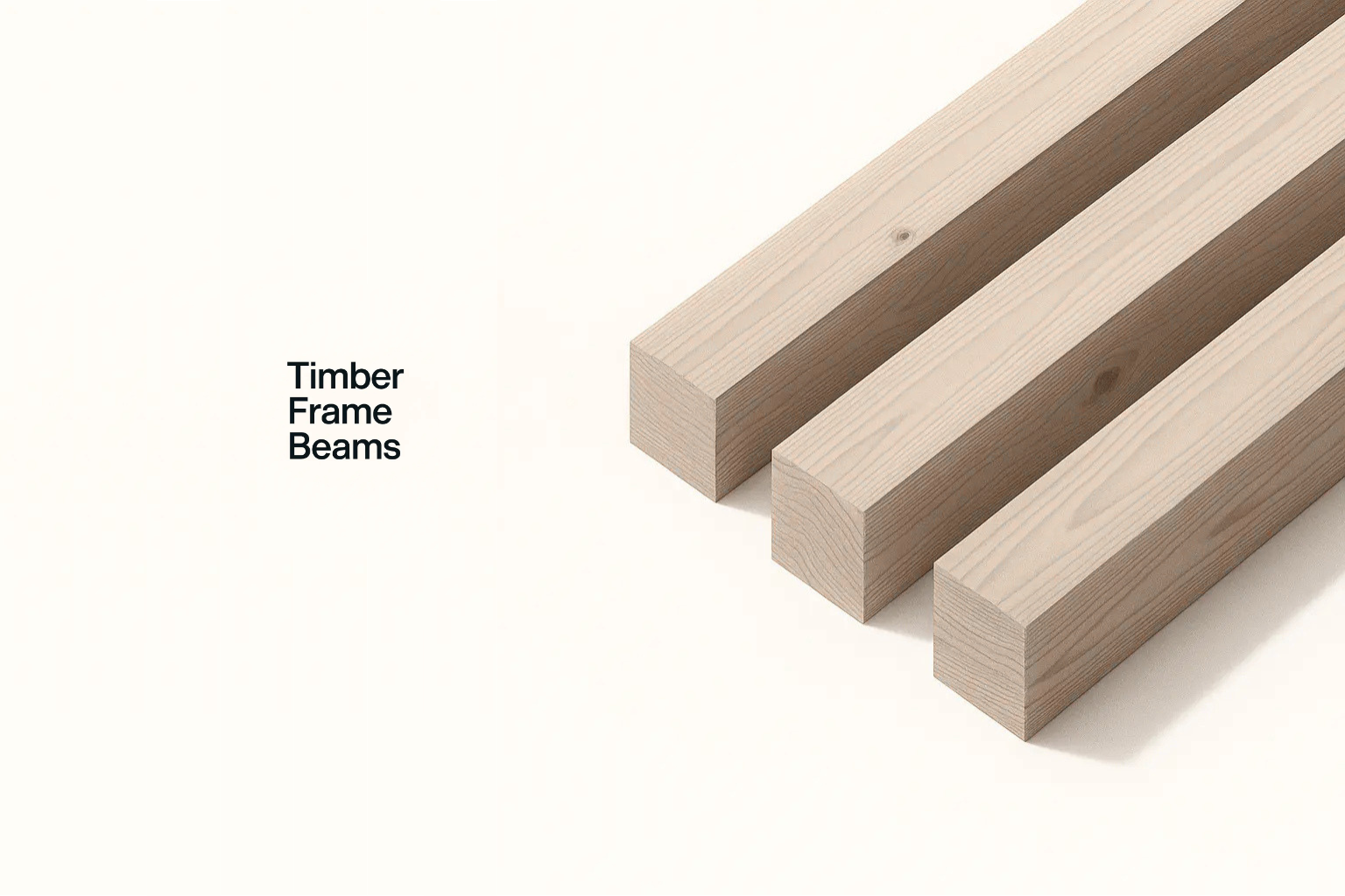 Three timber beams stacked diagonally for framing or joinery.