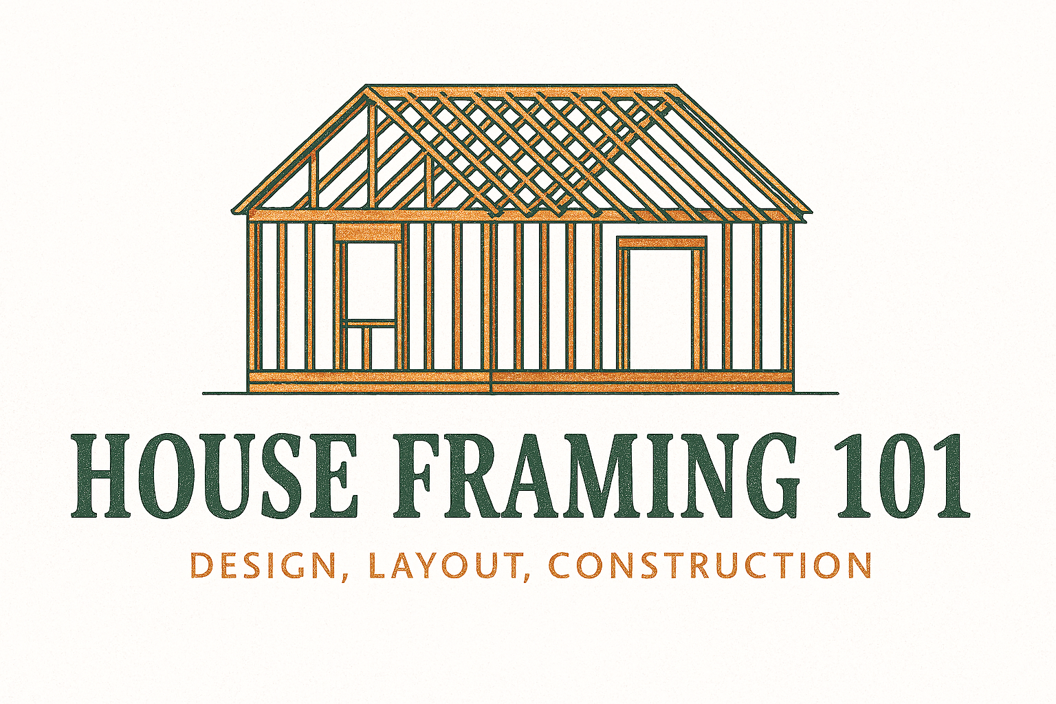 Basic timber house framing with labeled structural parts.