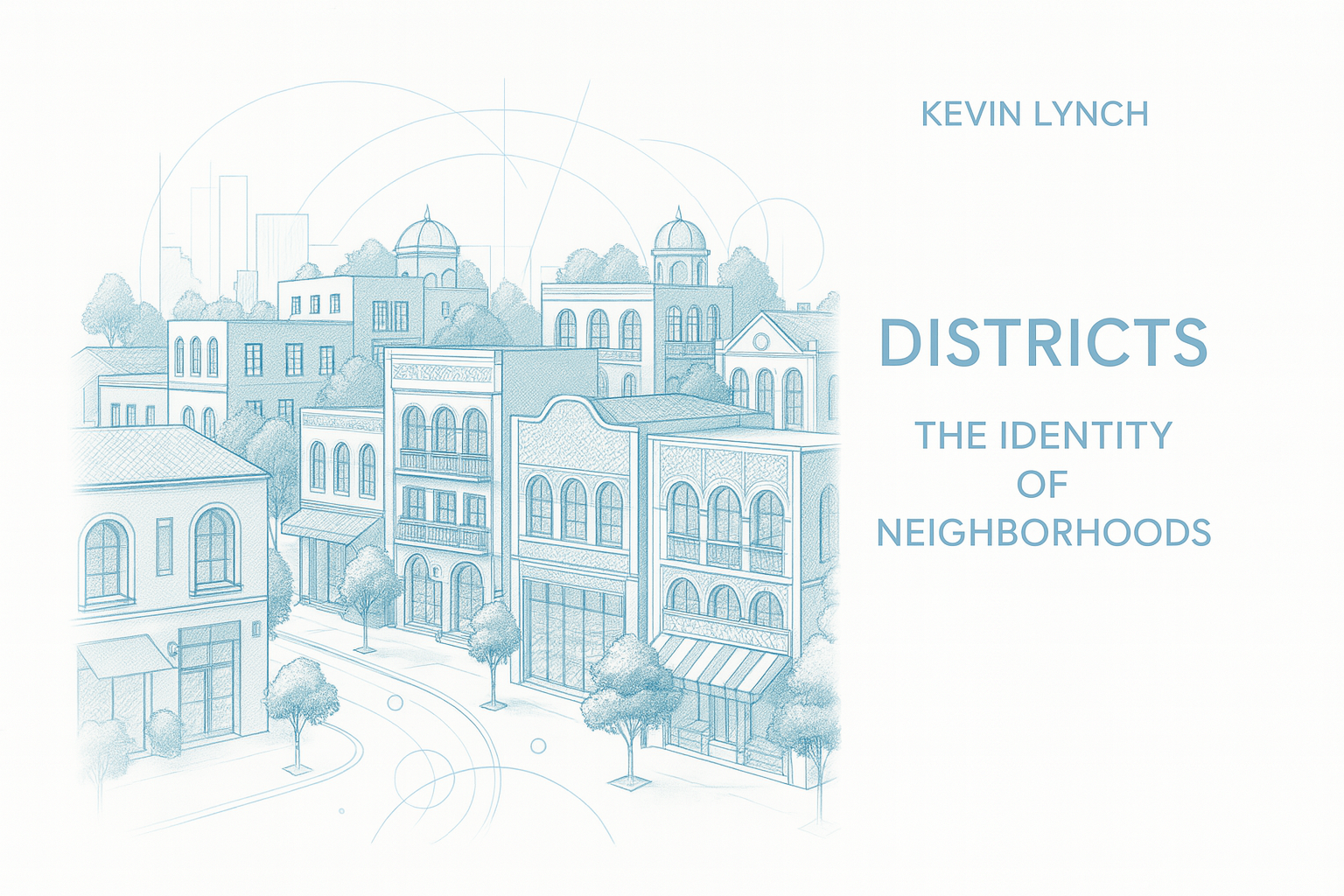 Map highlighting distinct urban districts with unique architectural and cultural identities.