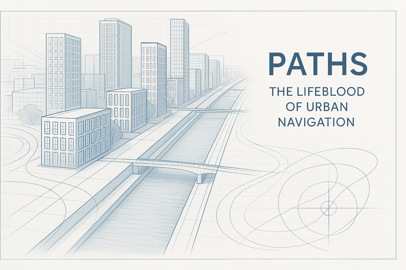 Infographic of Kevin Lynch’s urban design showing paths and city circulation.