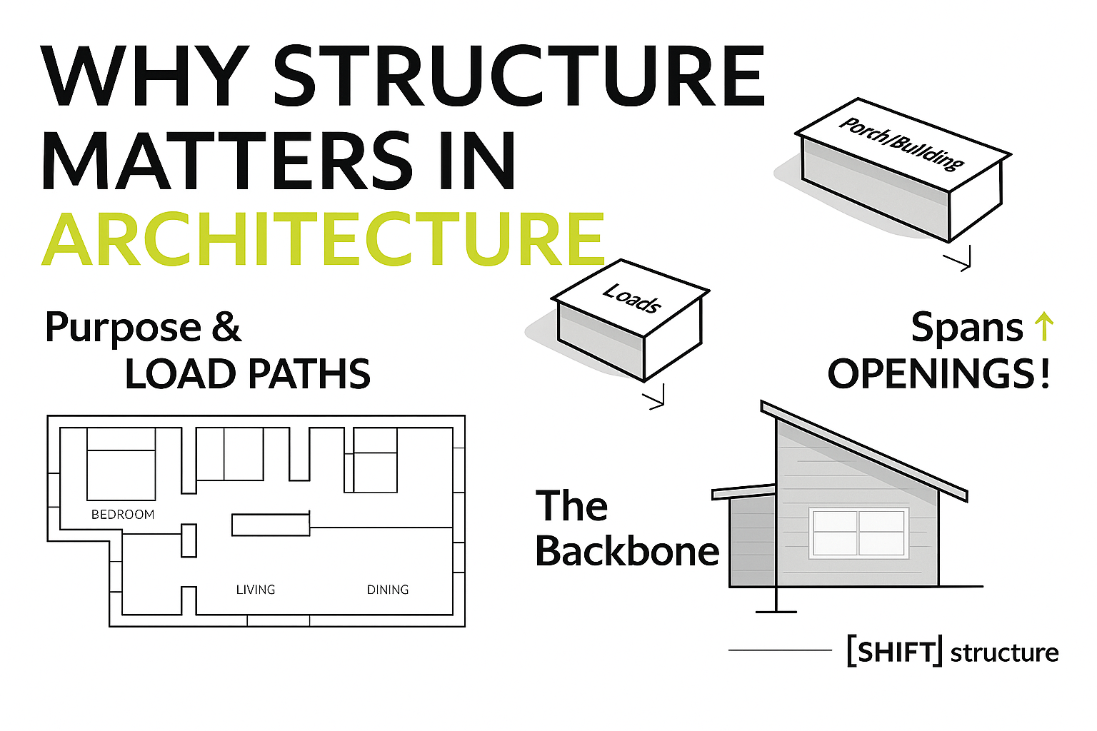 Infographic showing load paths, spans, and openings in structural design.