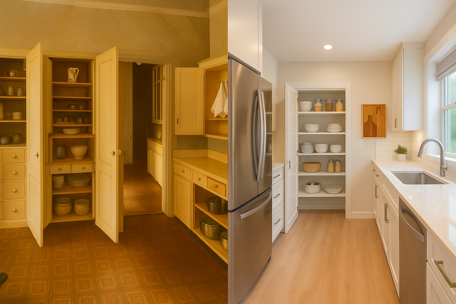 Timeless features of 1930s kitchen cabinets.