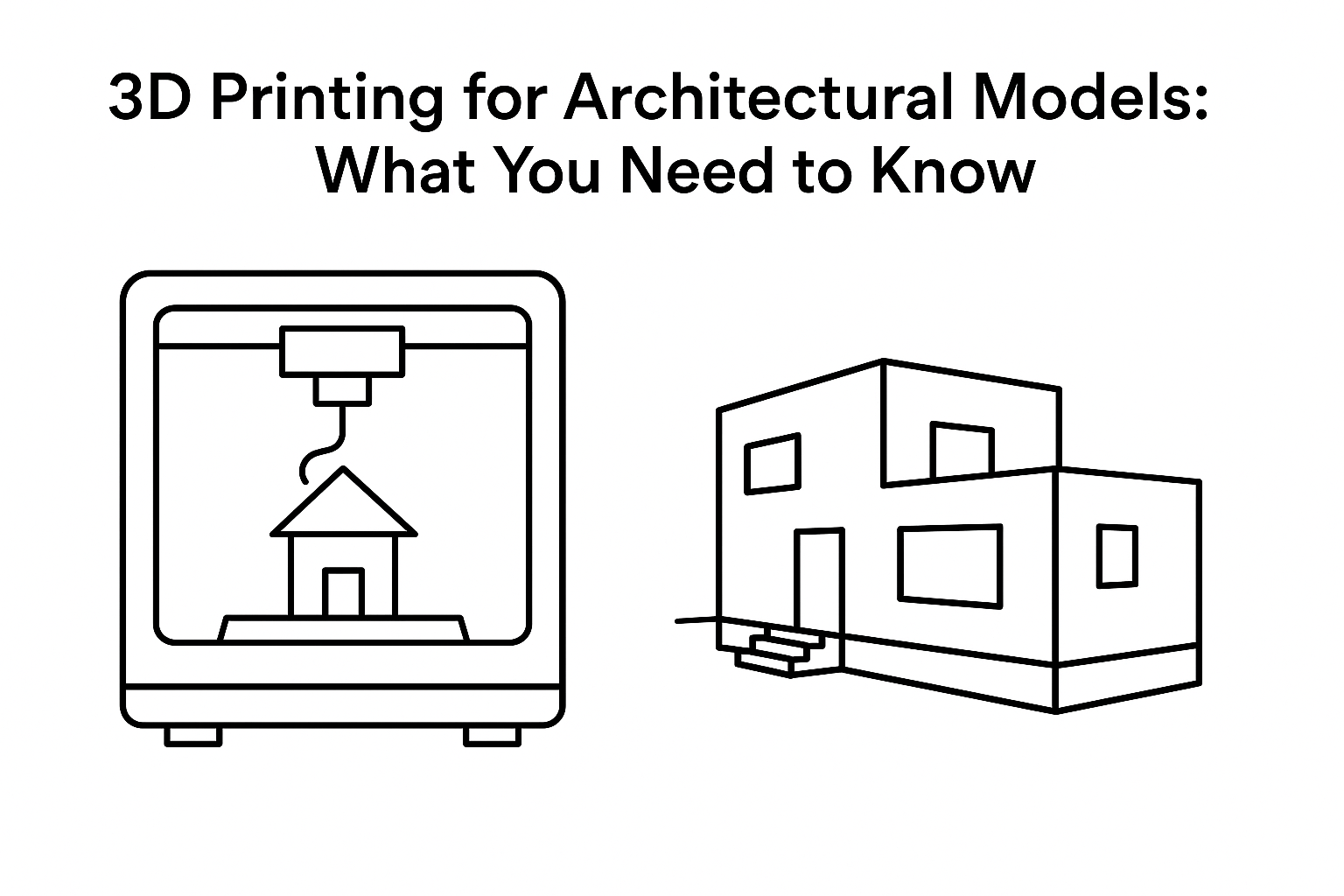 3D printing for architectural models with printer and scaled house.