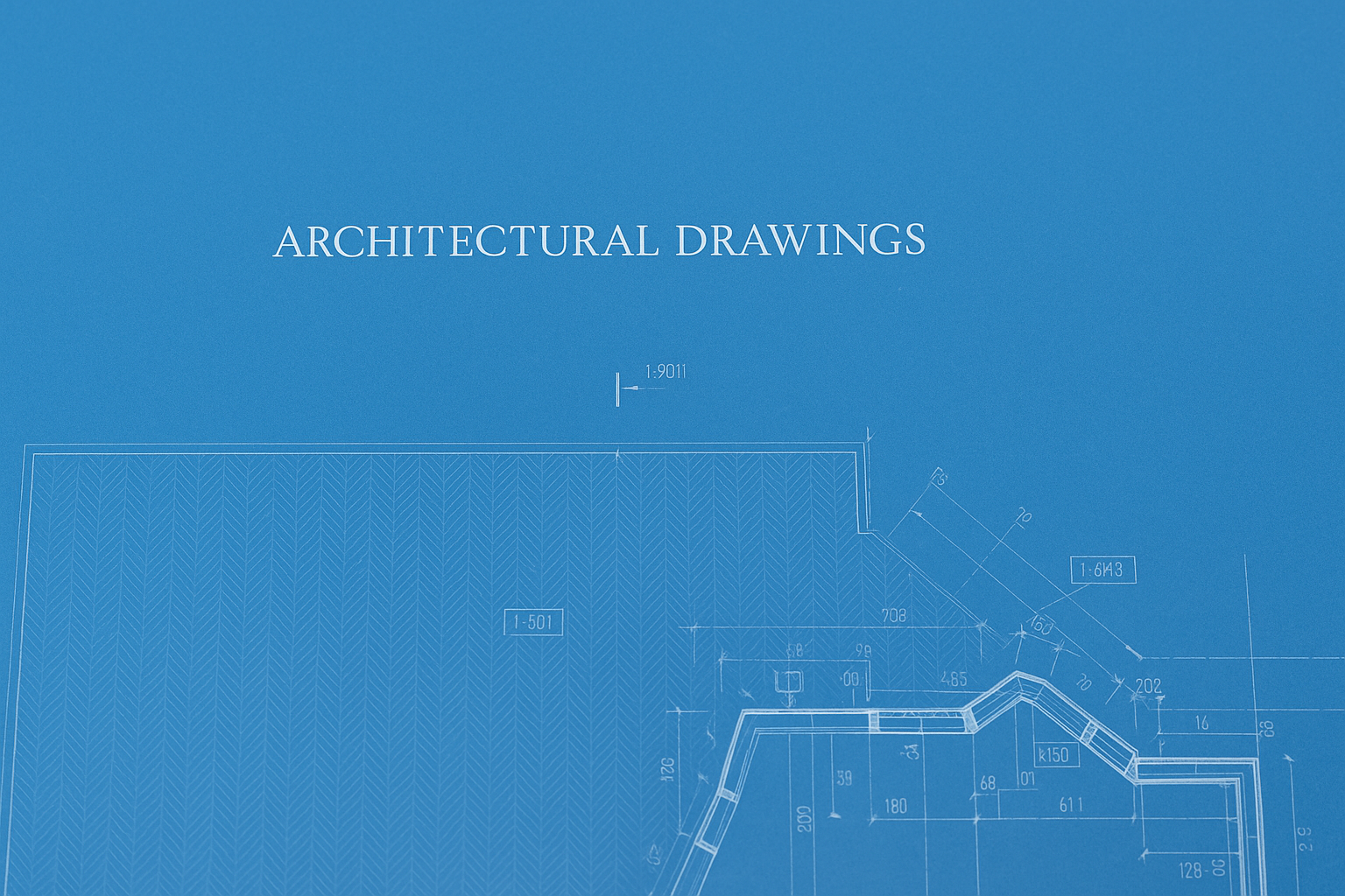 Architectural blueprint with detailed floor plan lines.