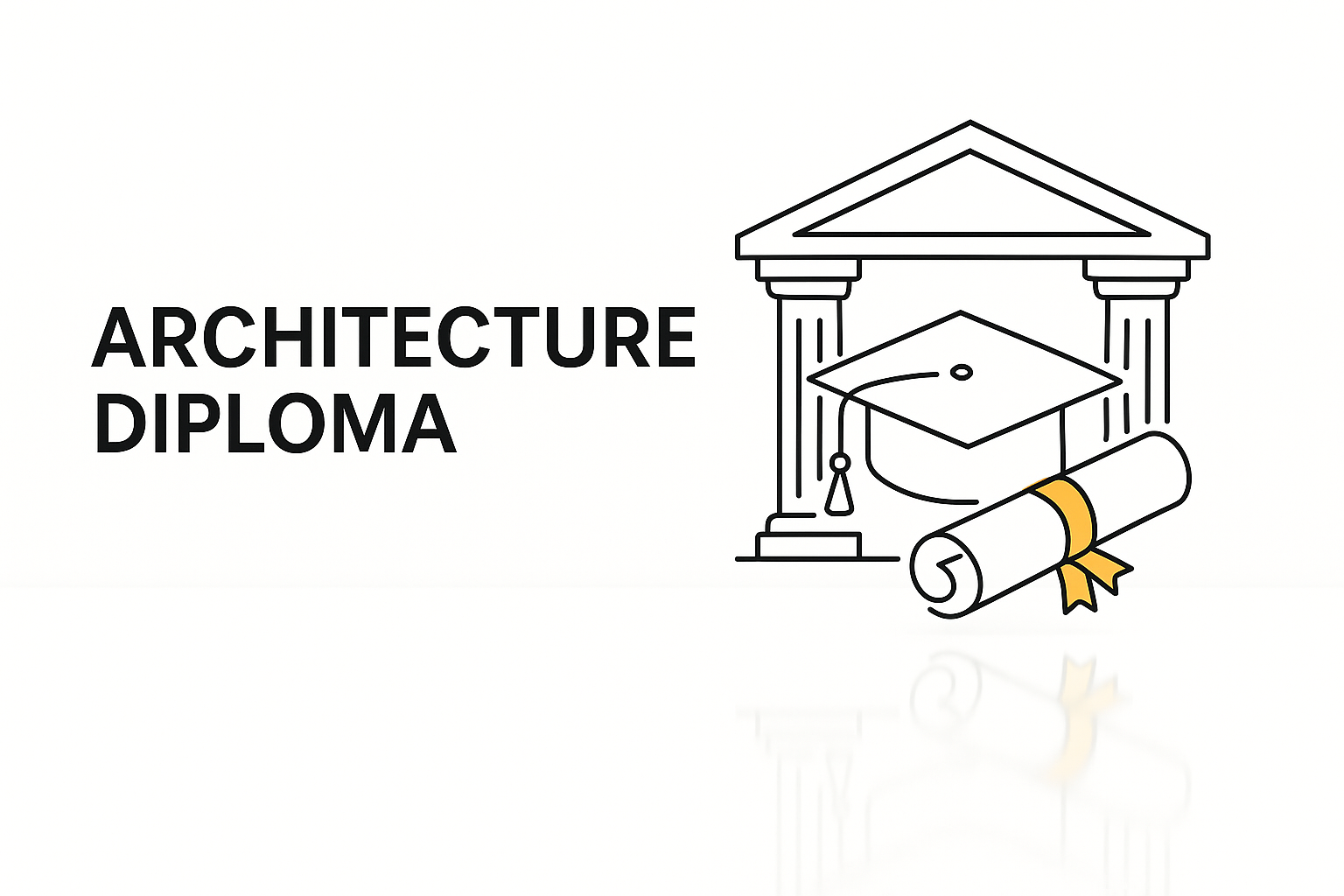 A diploma scroll, graduation cap, and architectural column sketch representing architecture diploma programs.