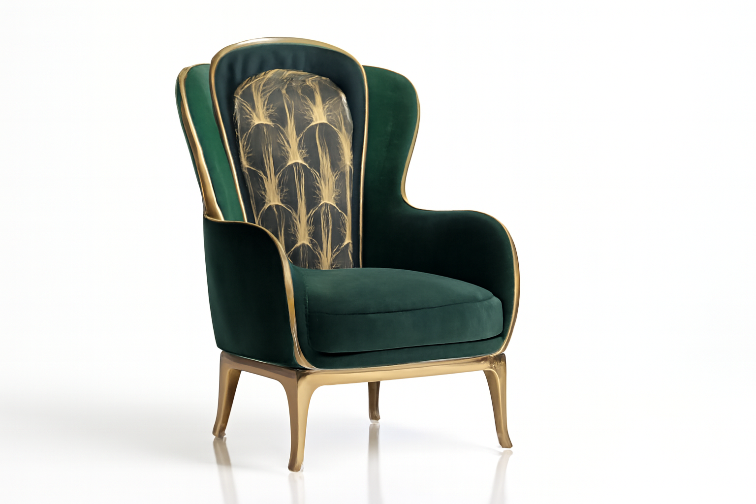 Elegant art deco chair with geometric design.