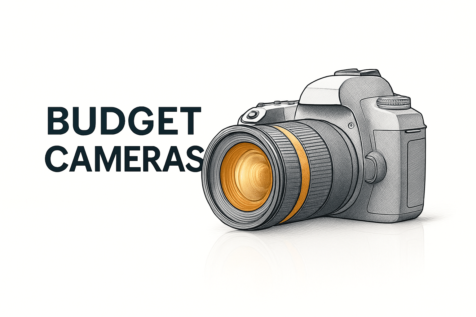 DSLR camera on tripod in front of modern building, representing budget cameras for architectural photography.
