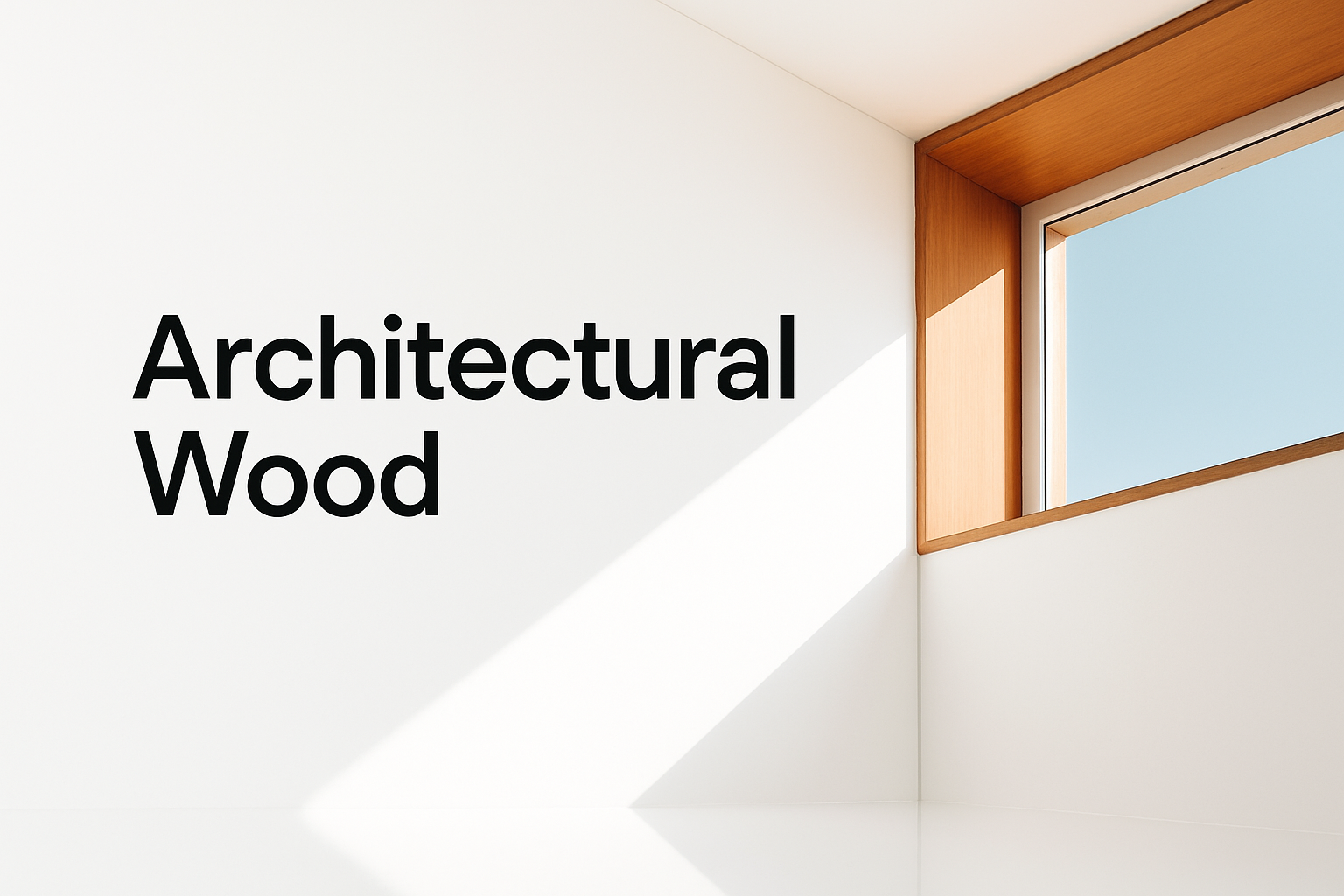 Wood-framed window set in concrete wall.