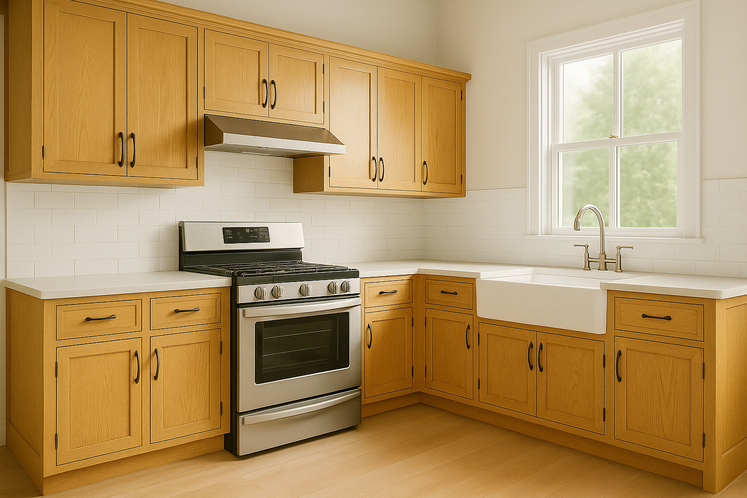 DIY kitchen renovation with updated cabinets.
