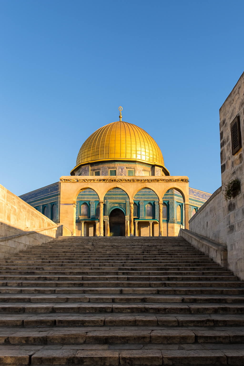 Dome of the Rock with golden dome in Jerusalem.
