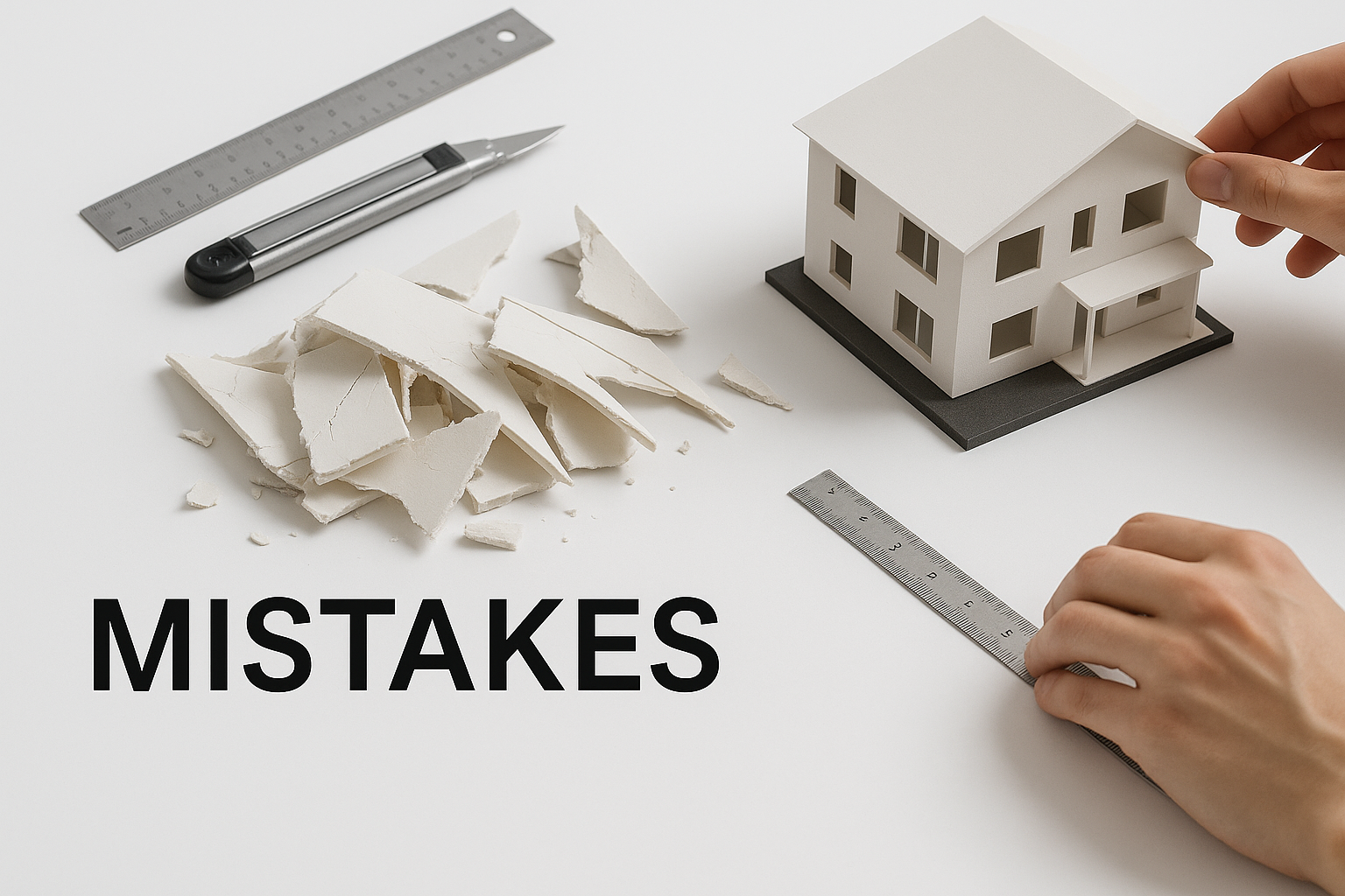 Broken vs complete architectural house models.