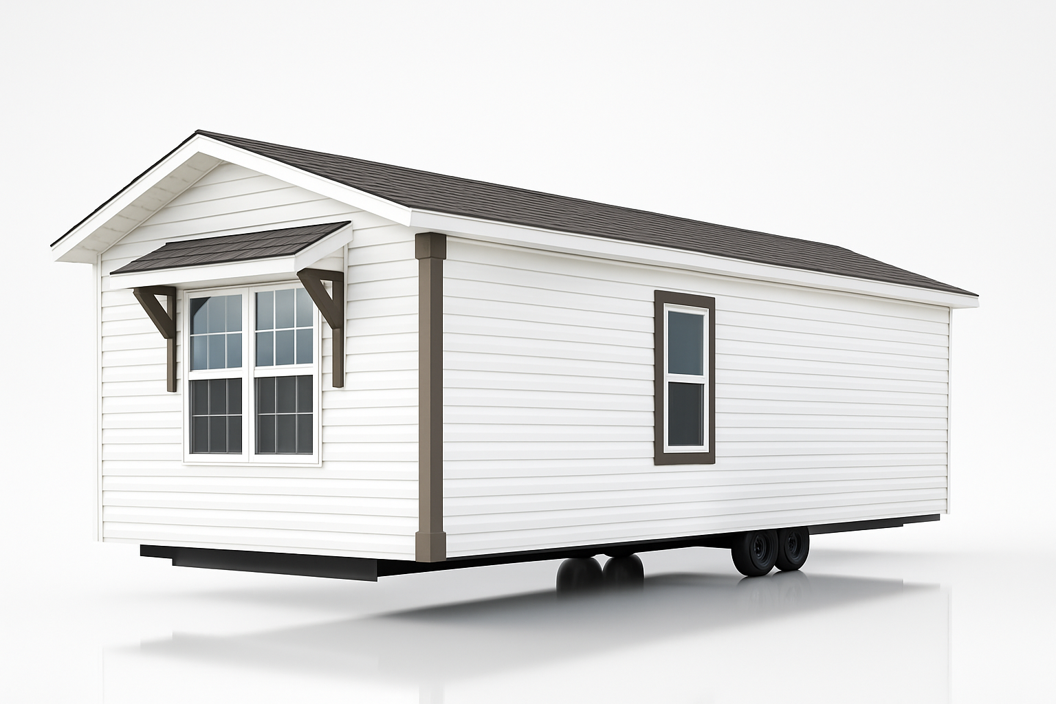 A side view of a mobile manufactured home.