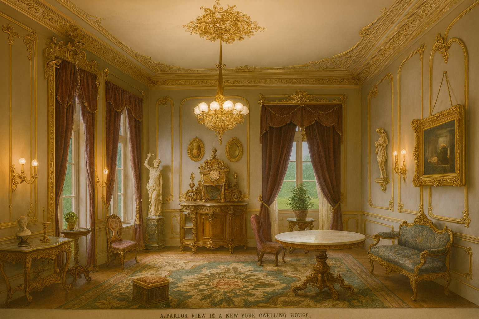 Victorian parlor interior with restored woodwork and period details.